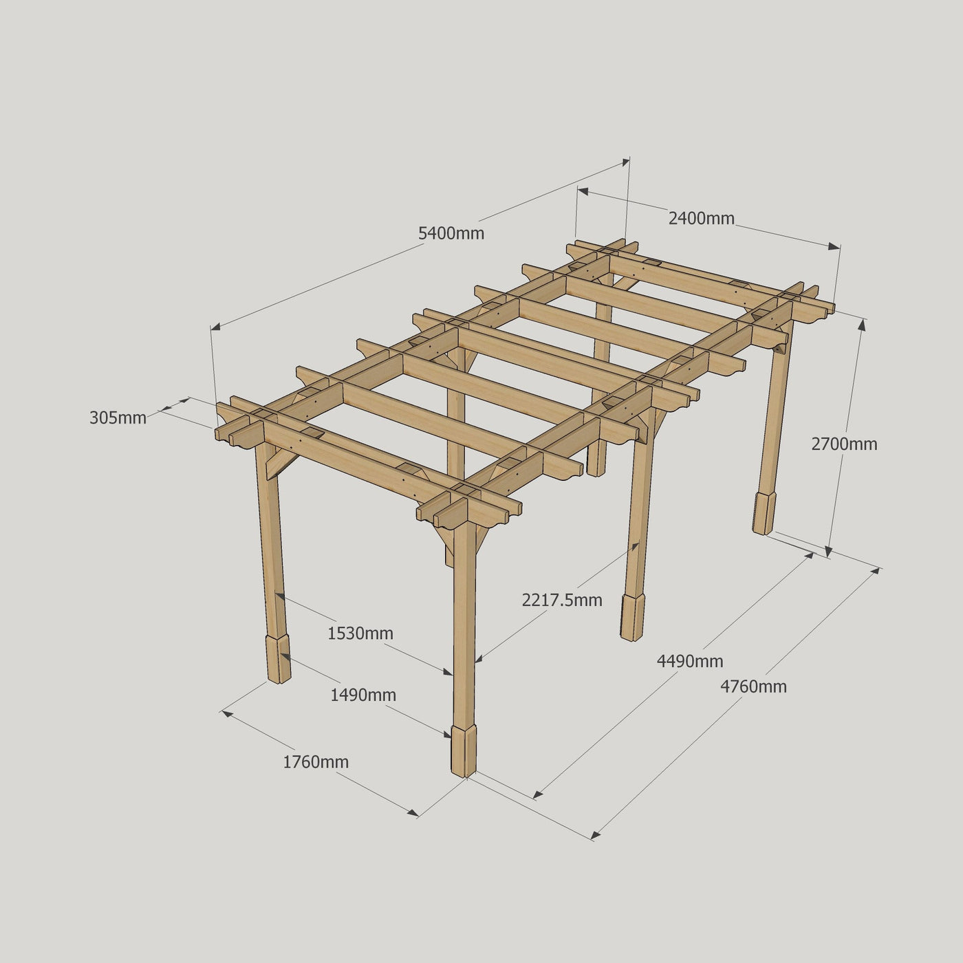 Freestanding Double Premium Pergola - Light Green - 2.4m Width x 5.4m Length - image 18