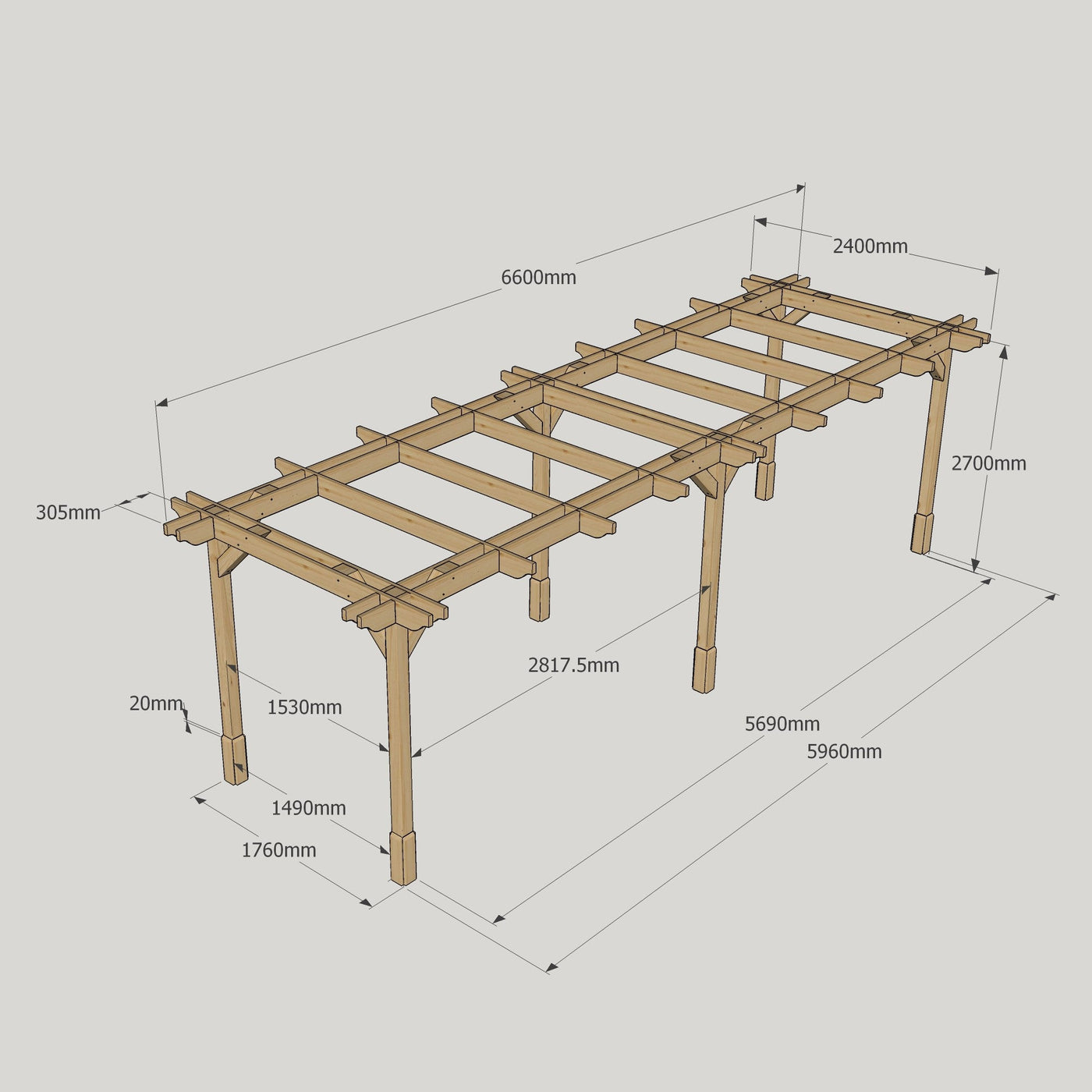 Freestanding Double Premium Pergola - Light Green - 2.4m Width x 6.6m Length - image 18