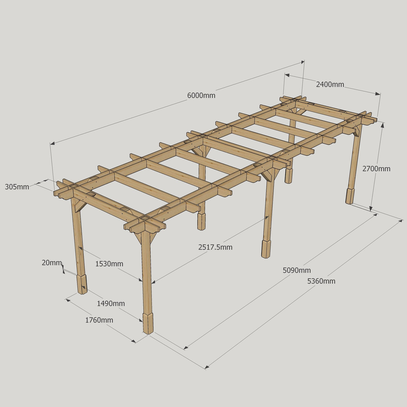 Freestanding Double Premium Pergola - Light Green - 2.4m Width x 6m Length - image 18