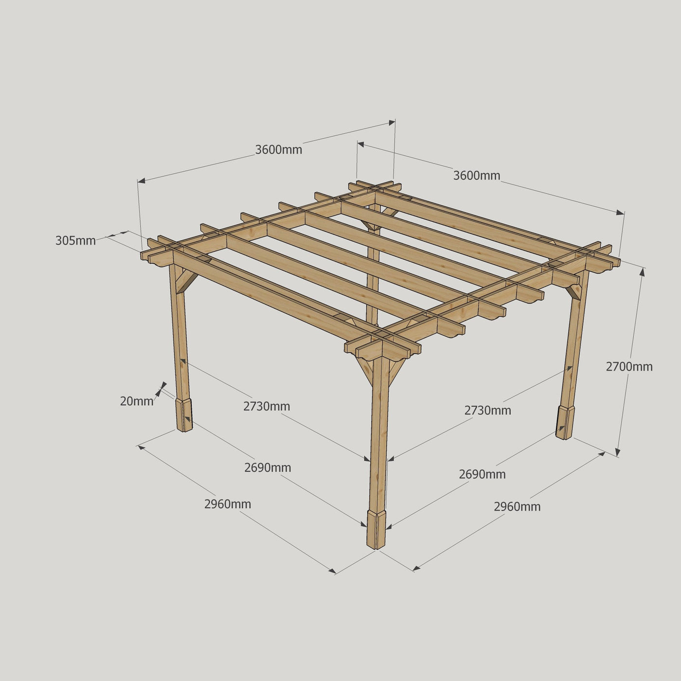 Freestanding Double Premium Pergola - Light Green - 3.6m Width x 3.6m Length - image 18