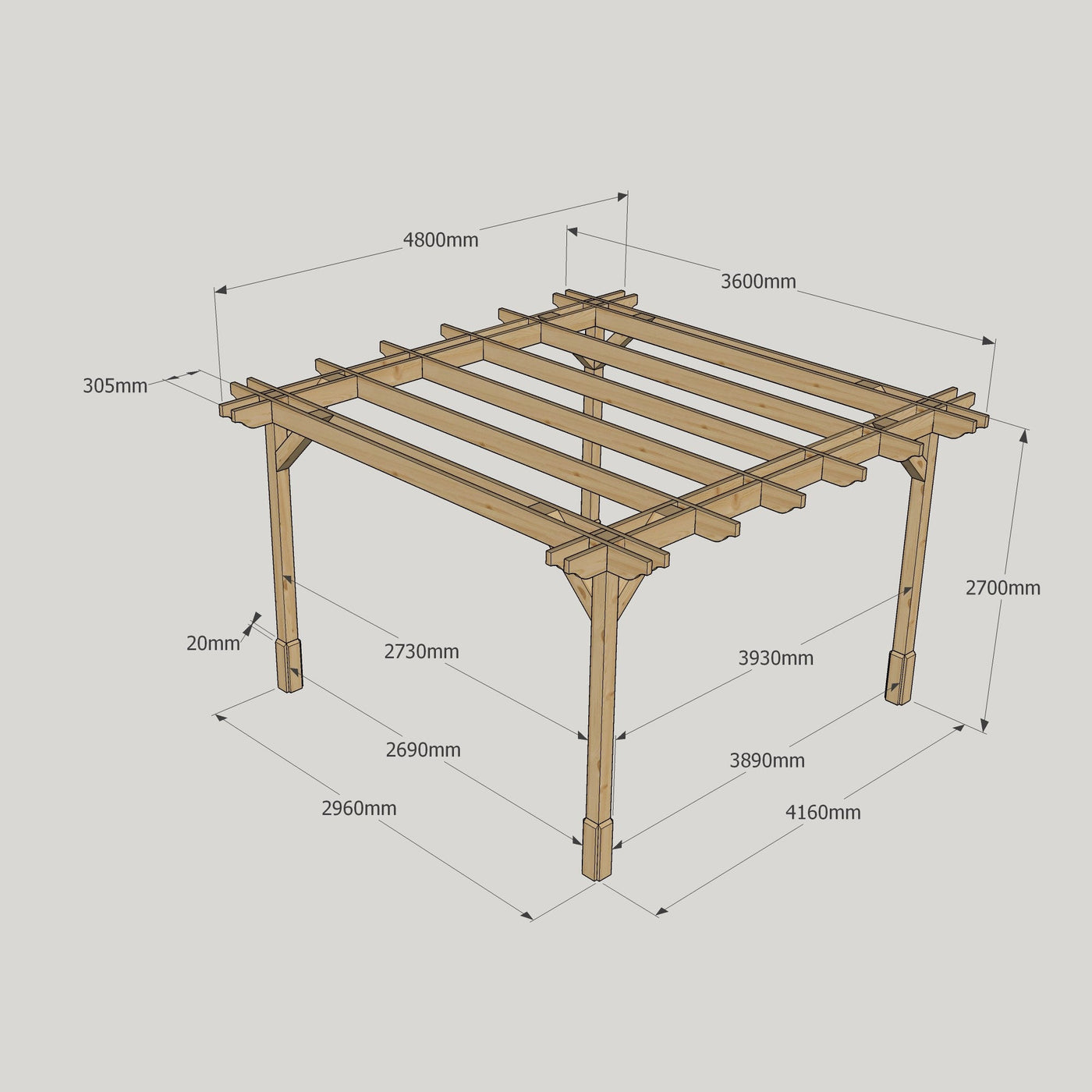 Freestanding Double Premium Pergola - Light Green - 3.6m Width x 4.8m Length - image 19
