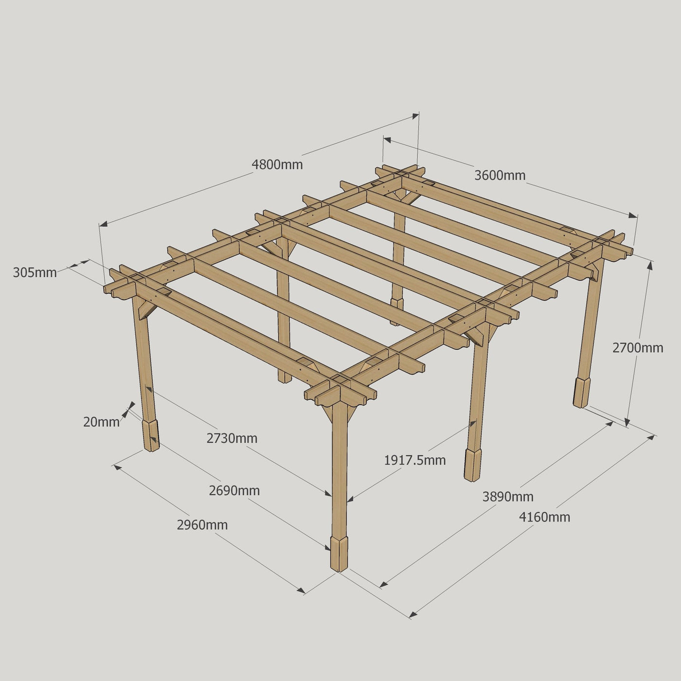 Freestanding Double Premium Pergola - Light Green - 3.6m Width x 4.8m Length - image 18