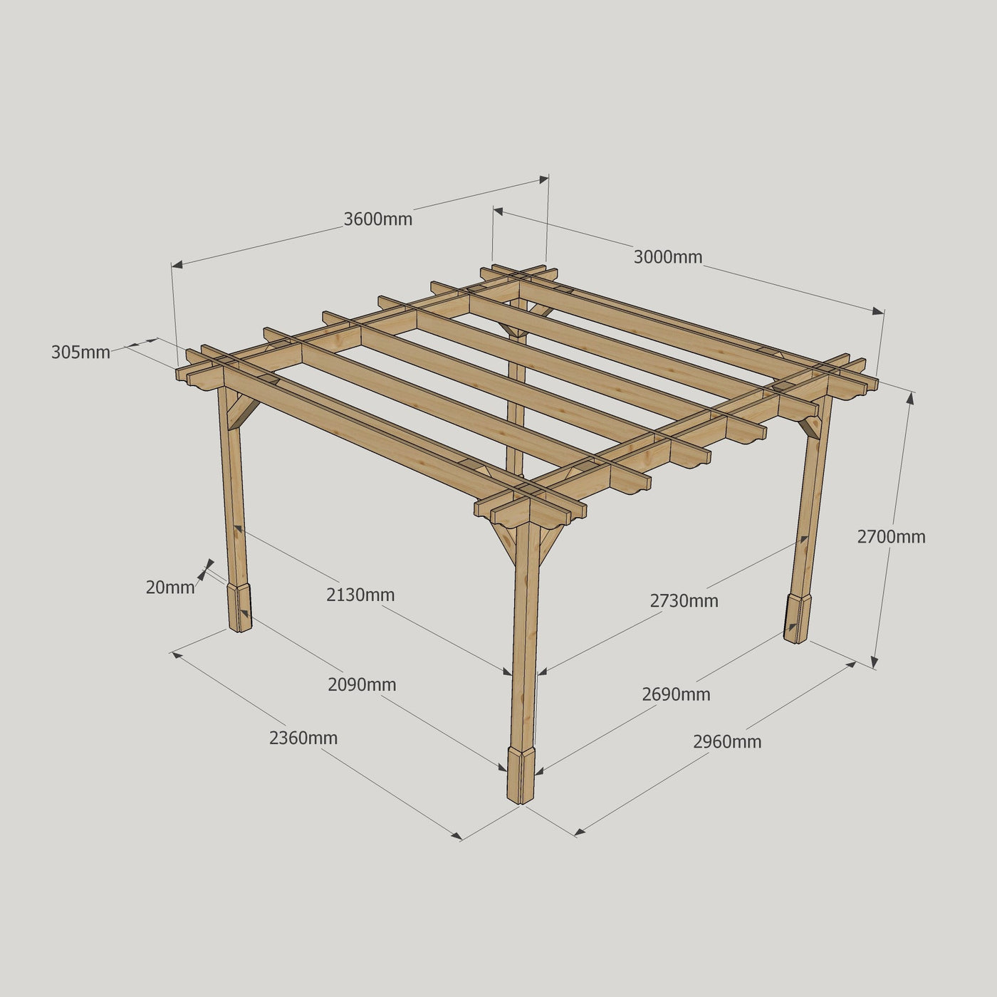 Freestanding Double Premium Pergola - Light Green - 3m Width x 3.6m Length - image 18