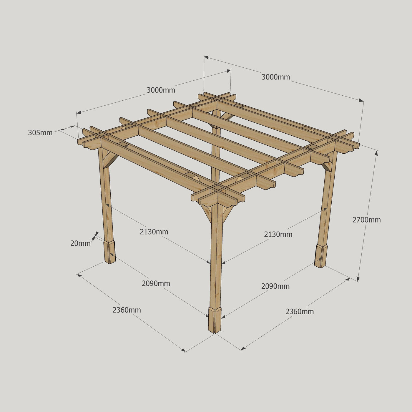 Freestanding Double Premium Pergola - Light Green - 3m Width x 3m Length - image 18