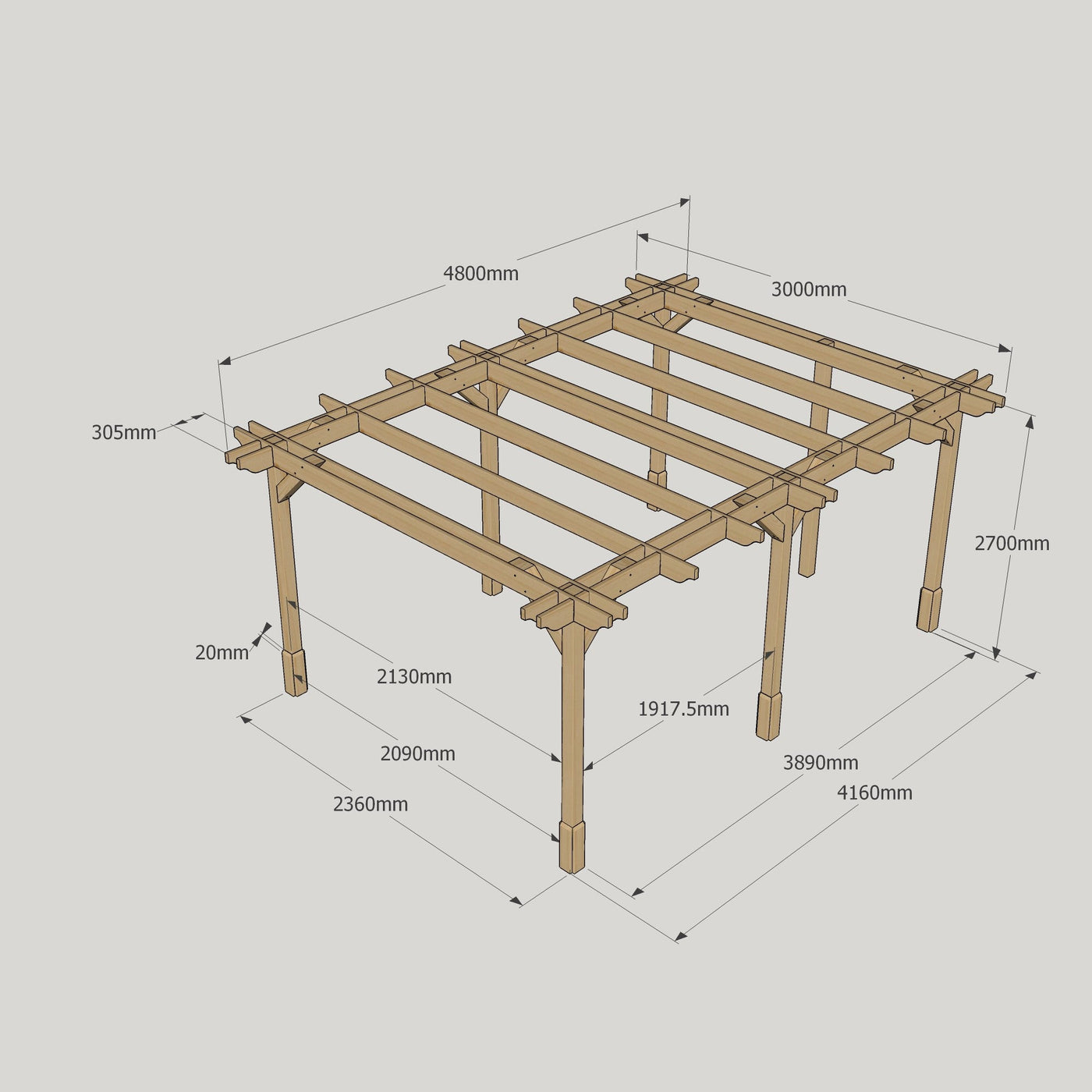 Freestanding Double Premium Pergola - Light Green - 3m Width x 4.8m Length - image 18