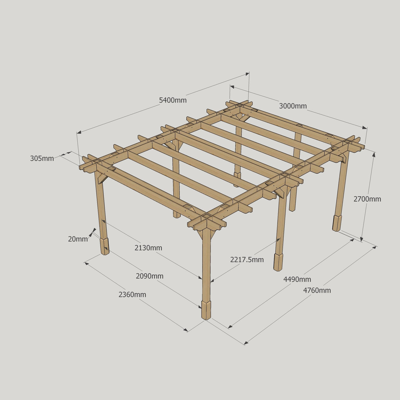 Freestanding Double Premium Pergola - Light Green - 3m Width x 5.4m Length - image 18