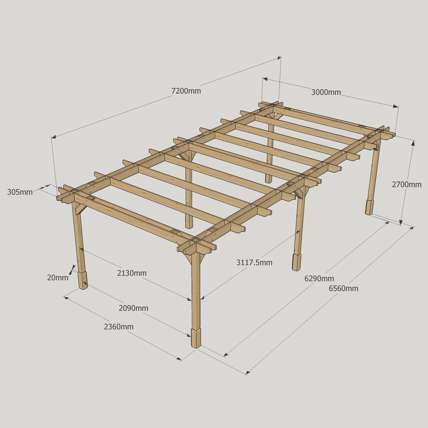 Freestanding Double Premium Pergola - Light Green - 3m Width x 7.2m Length - image 18