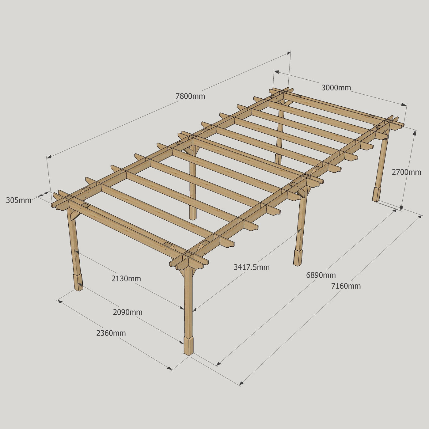 Freestanding Double Premium Pergola - Light Green - 3m Width x 7.8m Length - image 18