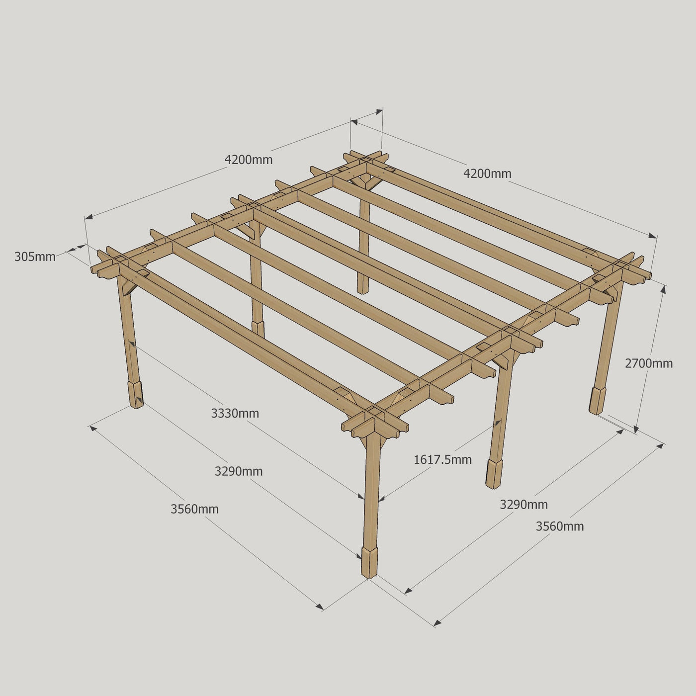 Freestanding Double Premium Pergola - Light Green - 4.2m Width x 4.2m Length - image 19
