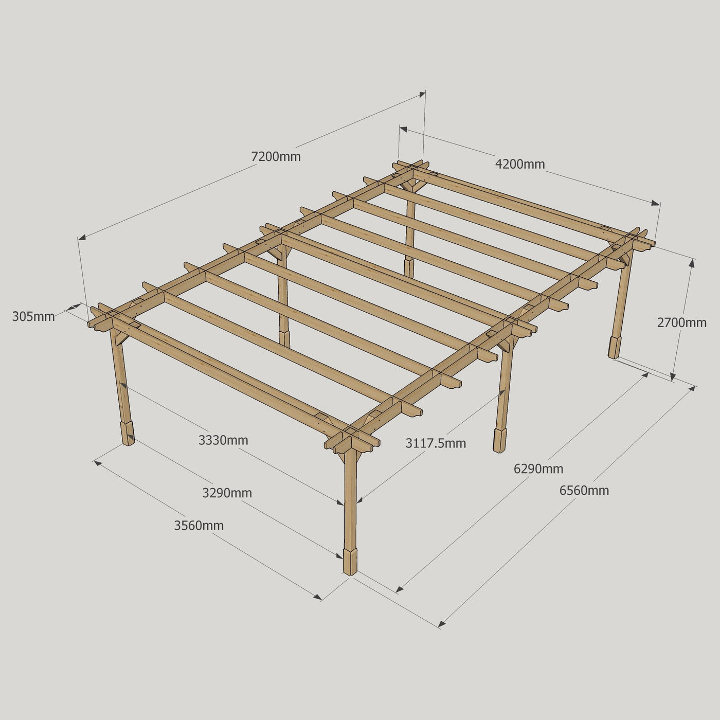 Freestanding Double Premium Pergola - Light Green - 4.2m Width x 7.2m Length - image 18