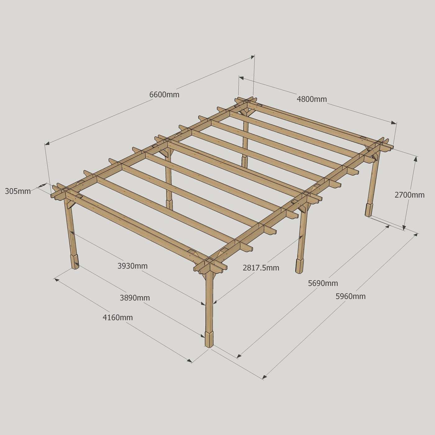 Freestanding Double Premium Pergola - Light Green - 4.8m Width x 6.6m Length - image 18