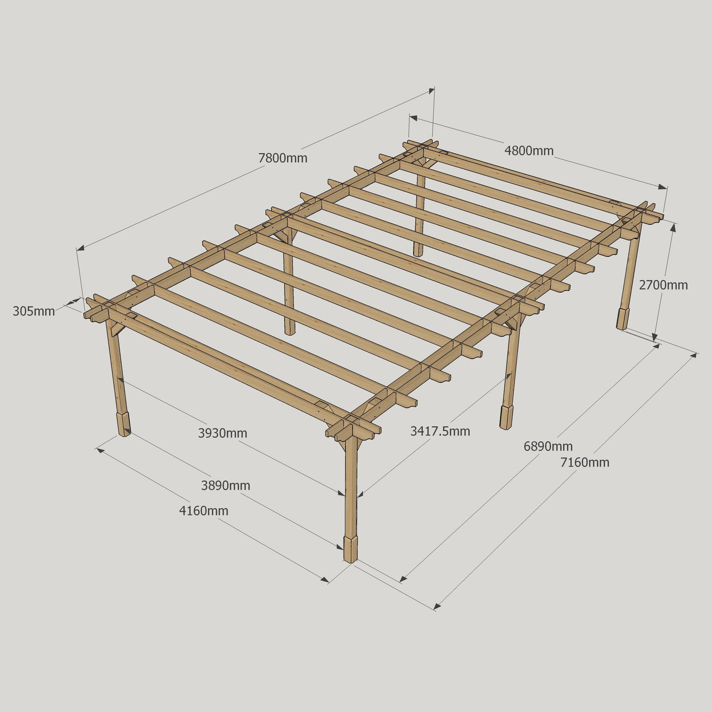 Freestanding Double Premium Pergola - Light Green - 4.8m Width x 7.8m Length - image 18