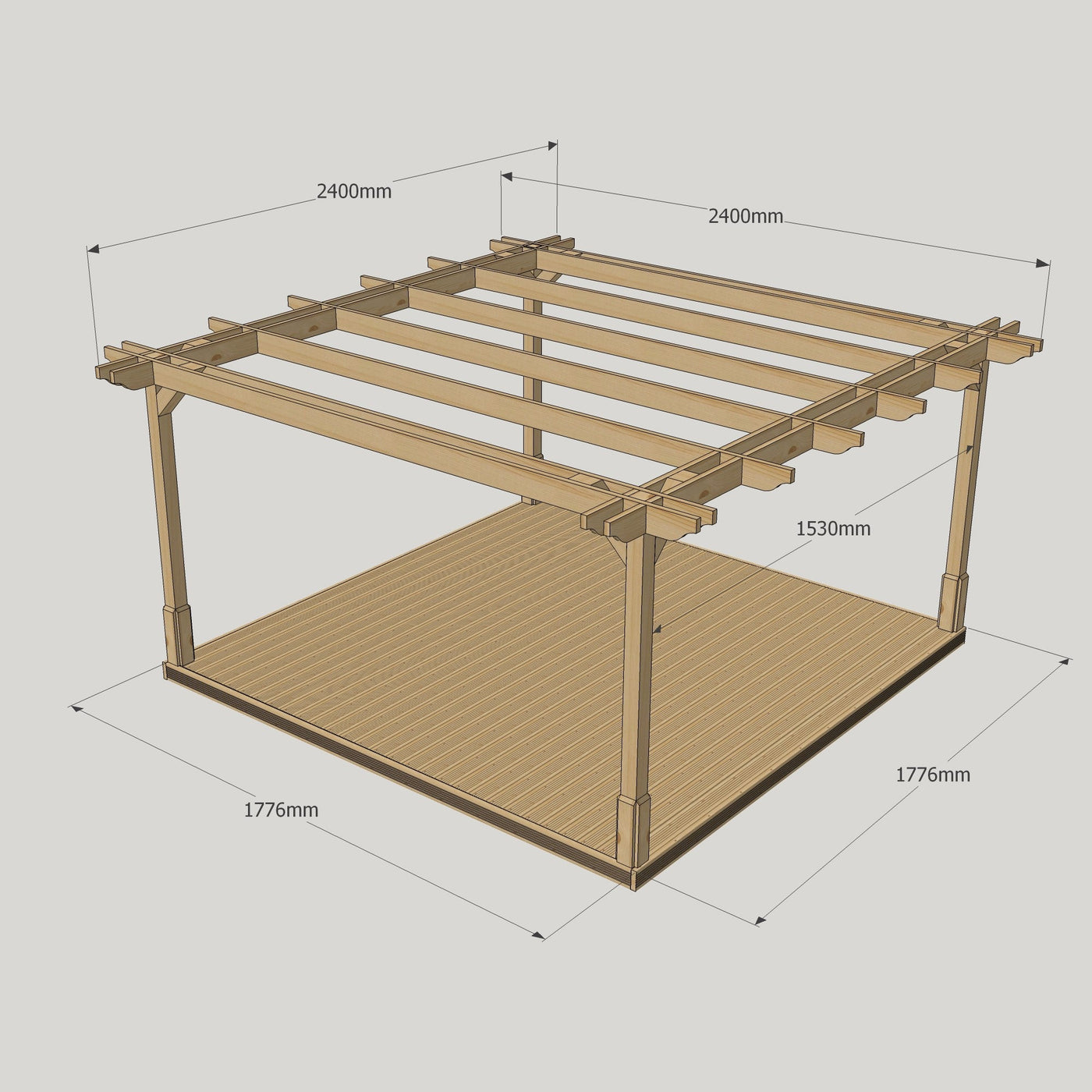 Freestanding Double Premium Pergola with Decking - Light Green - 2.4m Width x 2.4m Length - image 14