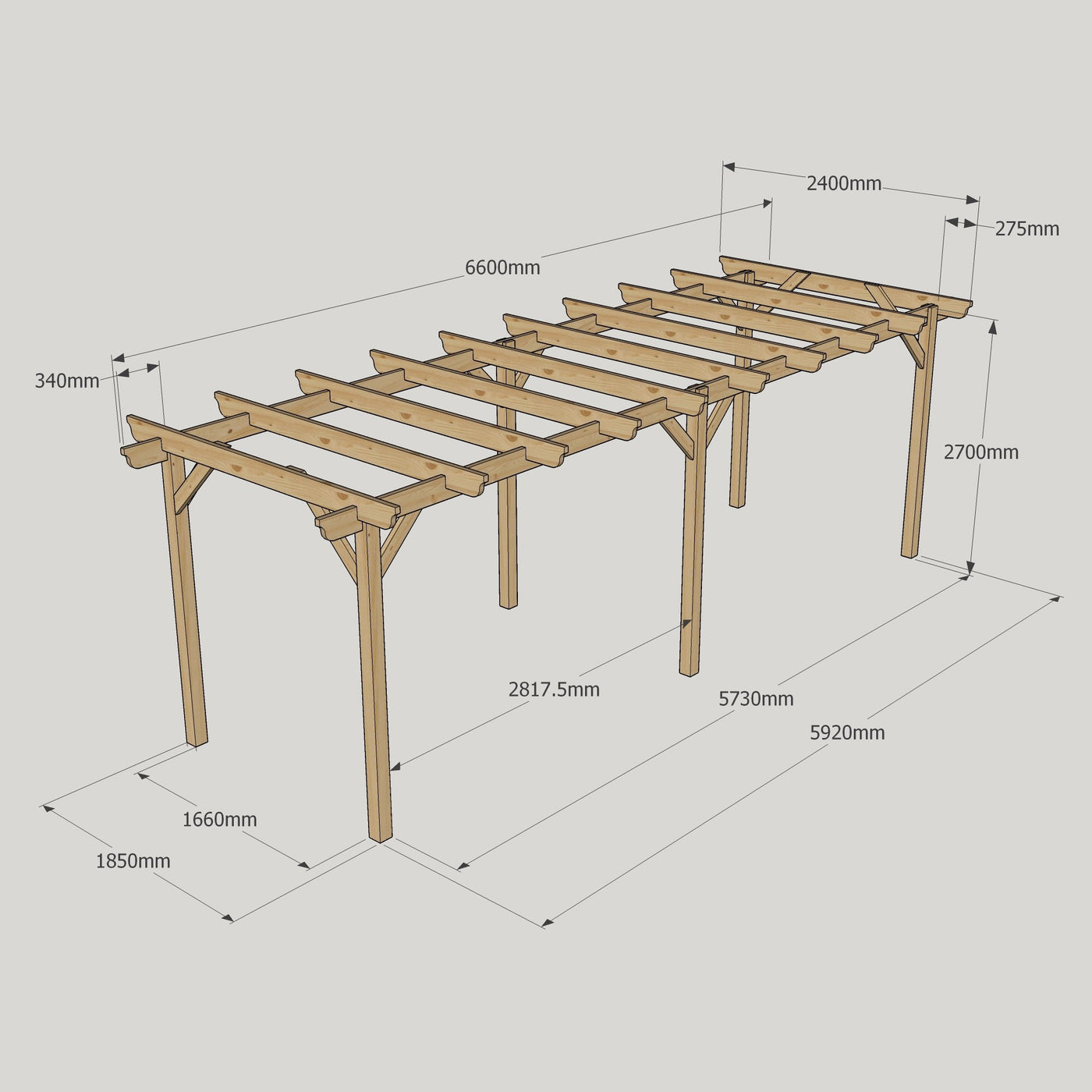 Freestanding Garden Pergola - Light Green - 2.4m Width x 6.6m Length - image 14
