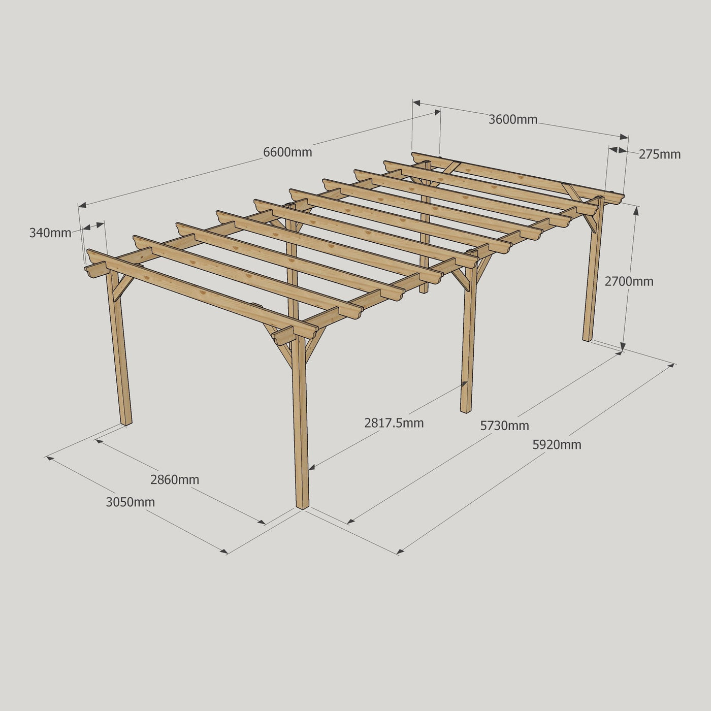 Freestanding Garden Pergola - Light Green - 3.6m Width x 6.6m Length - image 14