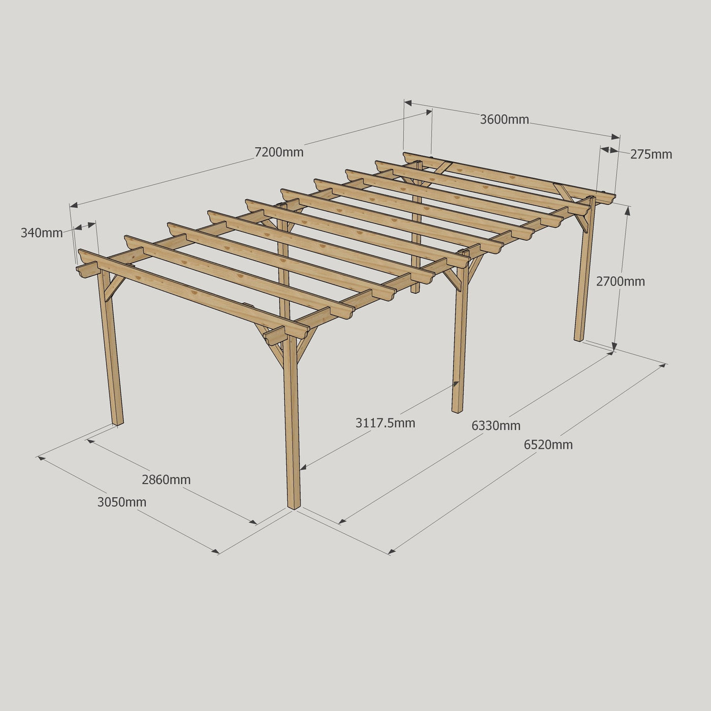 Freestanding Garden Pergola - Light Green - 3.6m Width x 7.2m Length - image 14