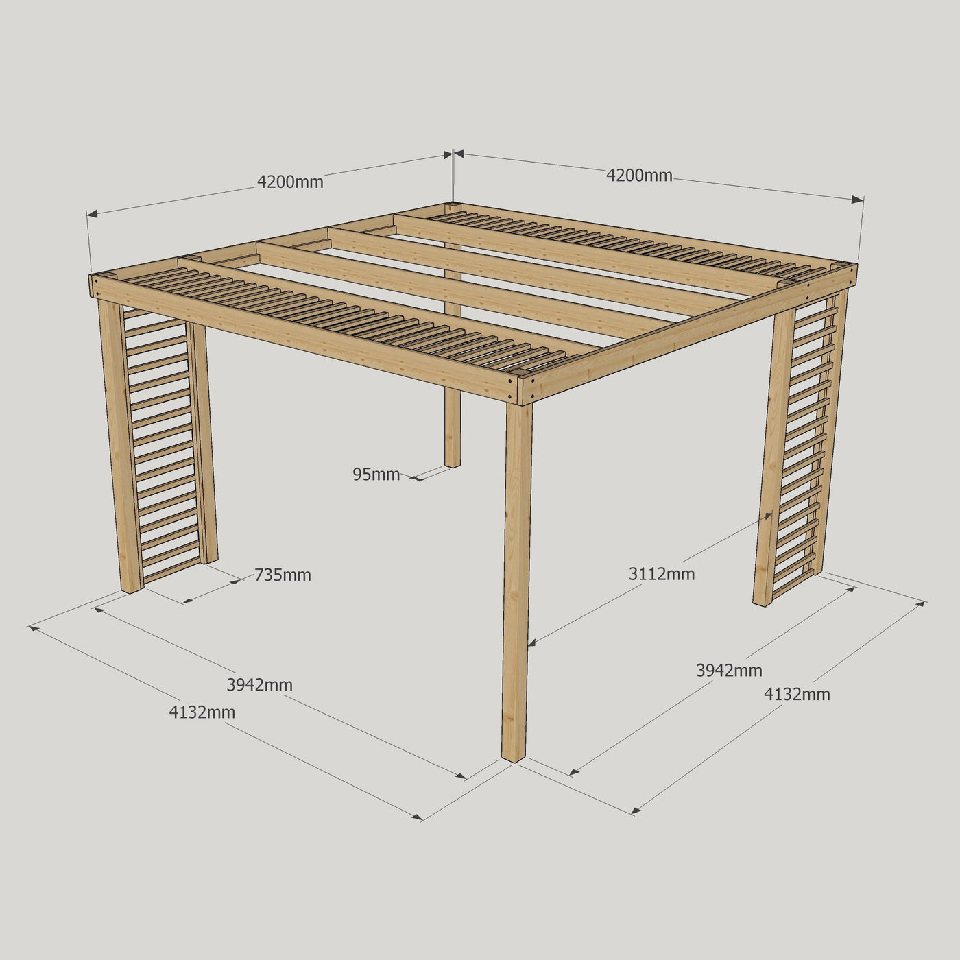 Freestanding Panel Pergola - Light Green - 4.2m Width x 4.2m Length - image 7