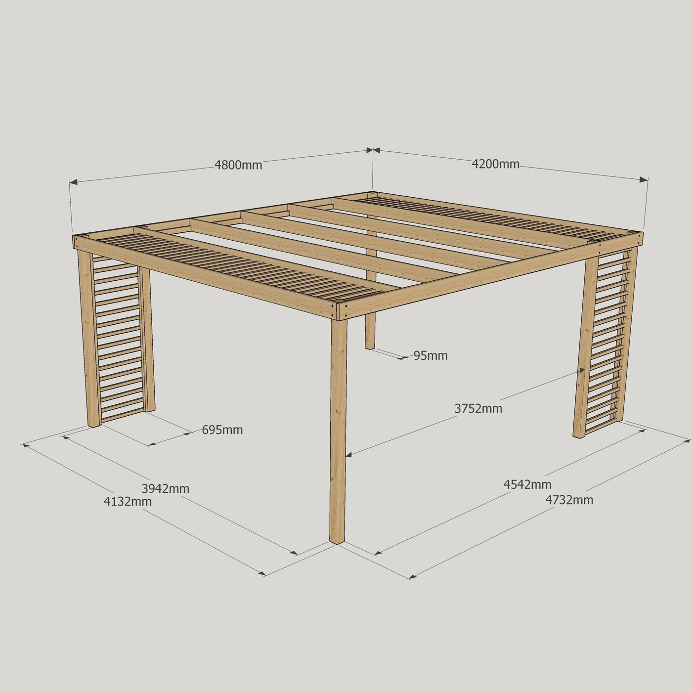 Freestanding Panel Pergola - Light Green - 4.2m Width x 4.8m Length - image 7