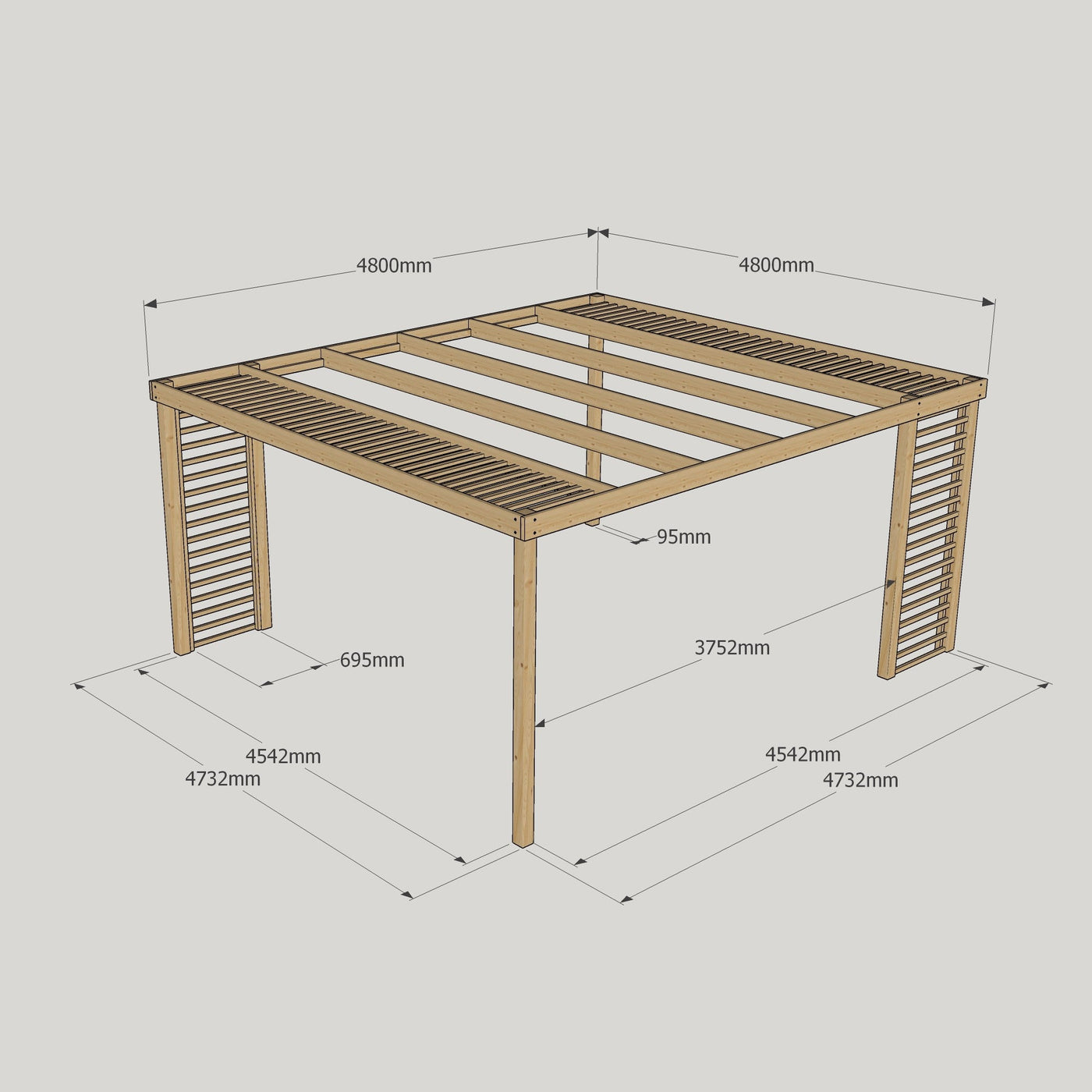 Freestanding Panel Pergola - Light Green - 4.8m Width x 4.8m Length - image 7