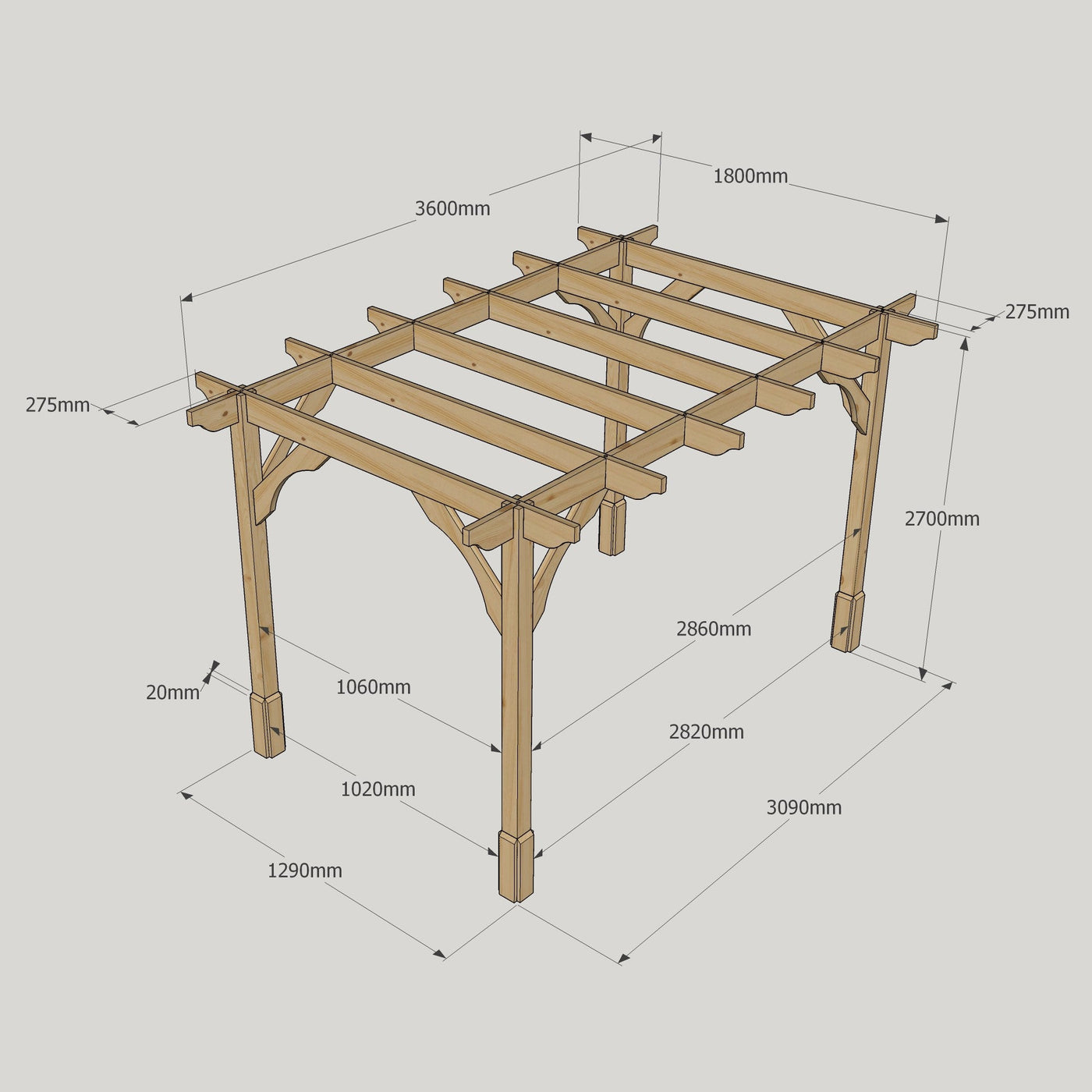 Freestanding Premium Pergola - Light Green - 1.8m Width x 3.6m Length - image 15
