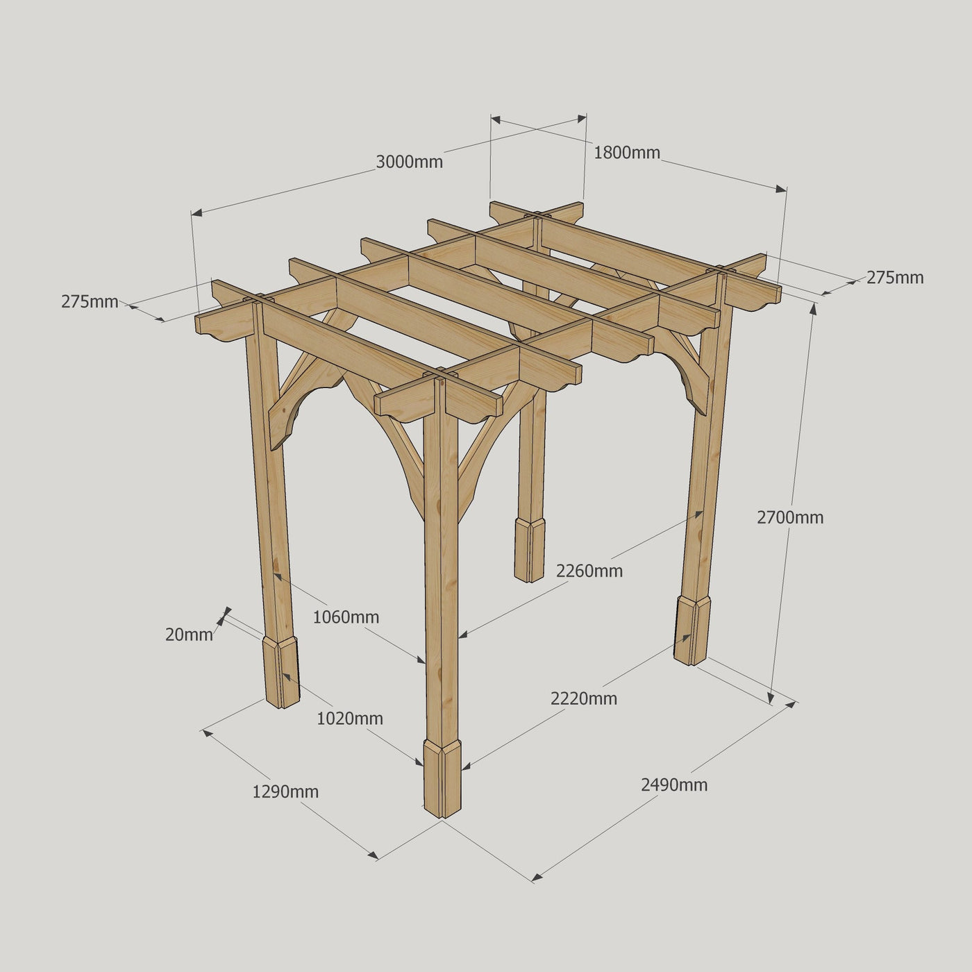 Freestanding Premium Pergola - Light Green - 1.8m Width x 3m Length - image 15