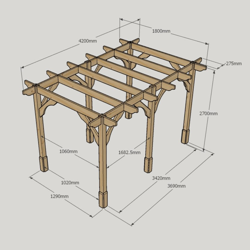 Freestanding Premium Pergola - Rustic Brown - 1.8m Width x 4.2m Length - image 16