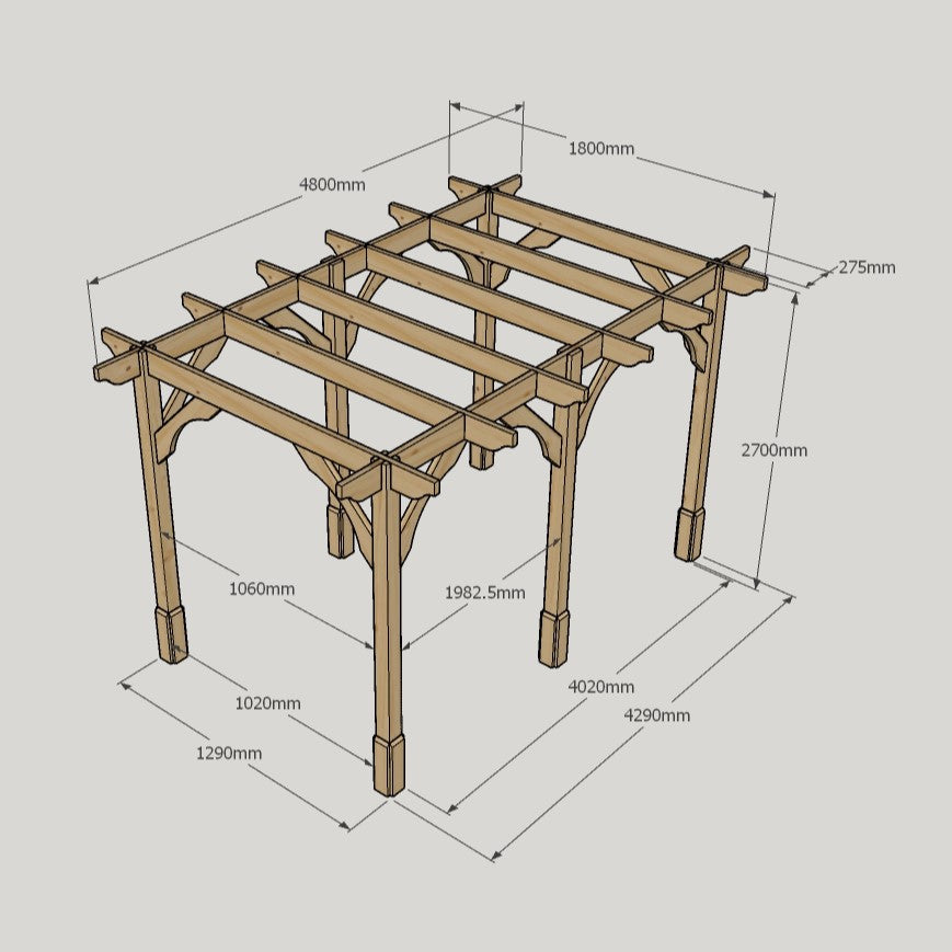 Freestanding Premium Pergola - Rustic Brown - 1.8m Width x 4.8m Length - image 16