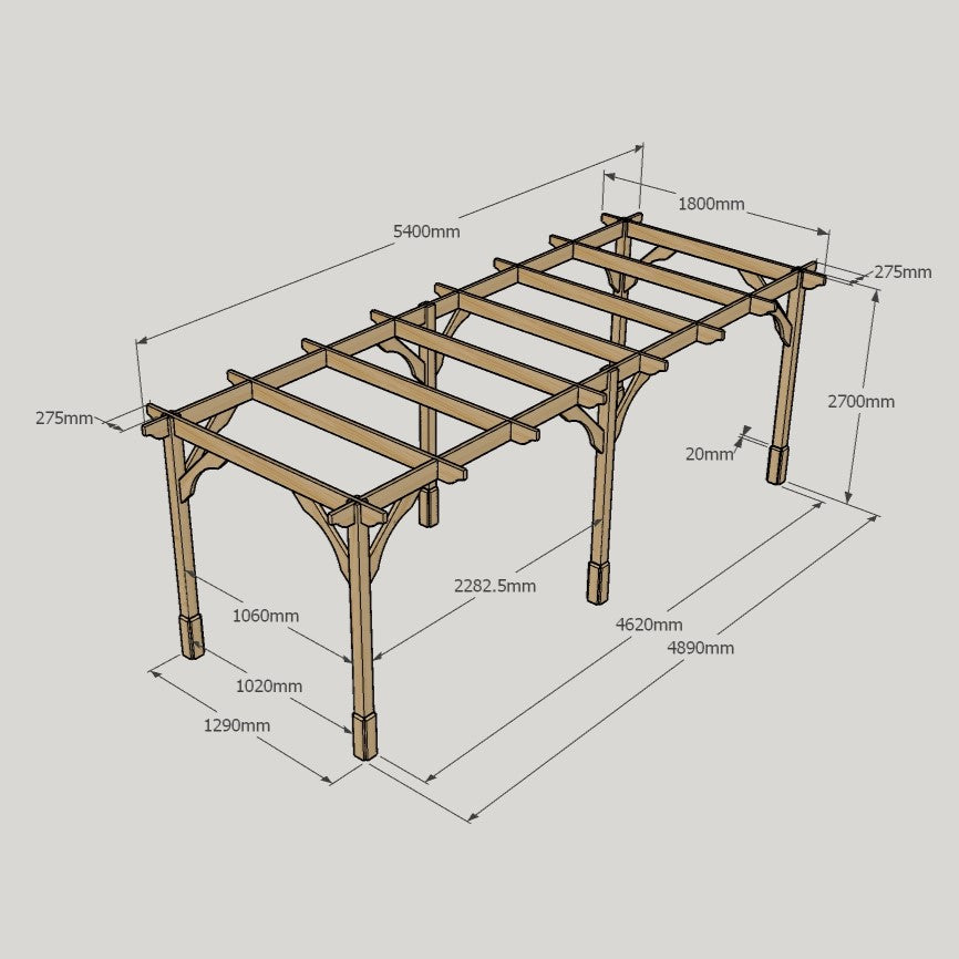 Freestanding Premium Pergola - Rustic Brown - 1.8m Width x 5.4m Length - image 15