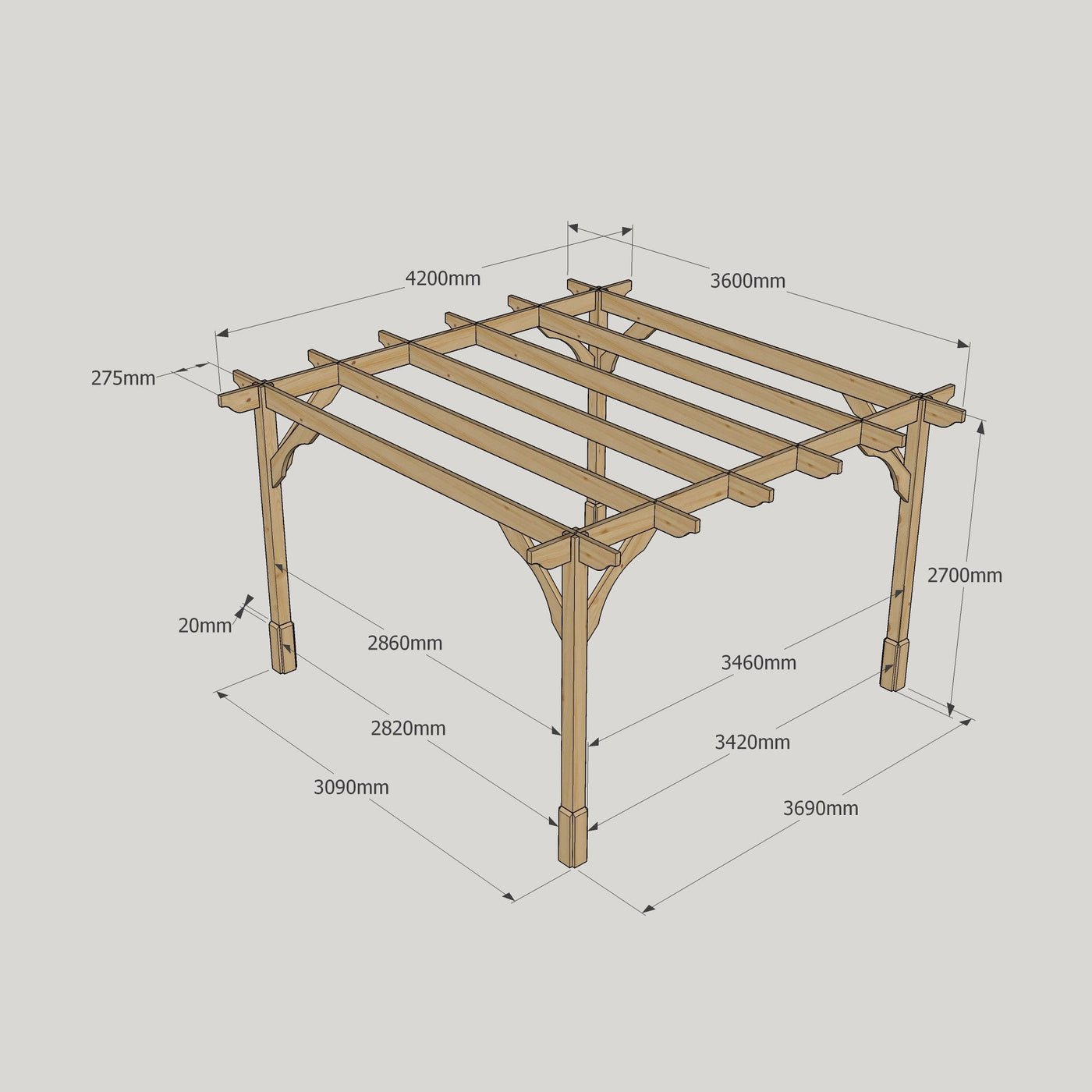 Freestanding Premium Pergola - Light Green - 3.6m Width x 4.2m Length - image 16