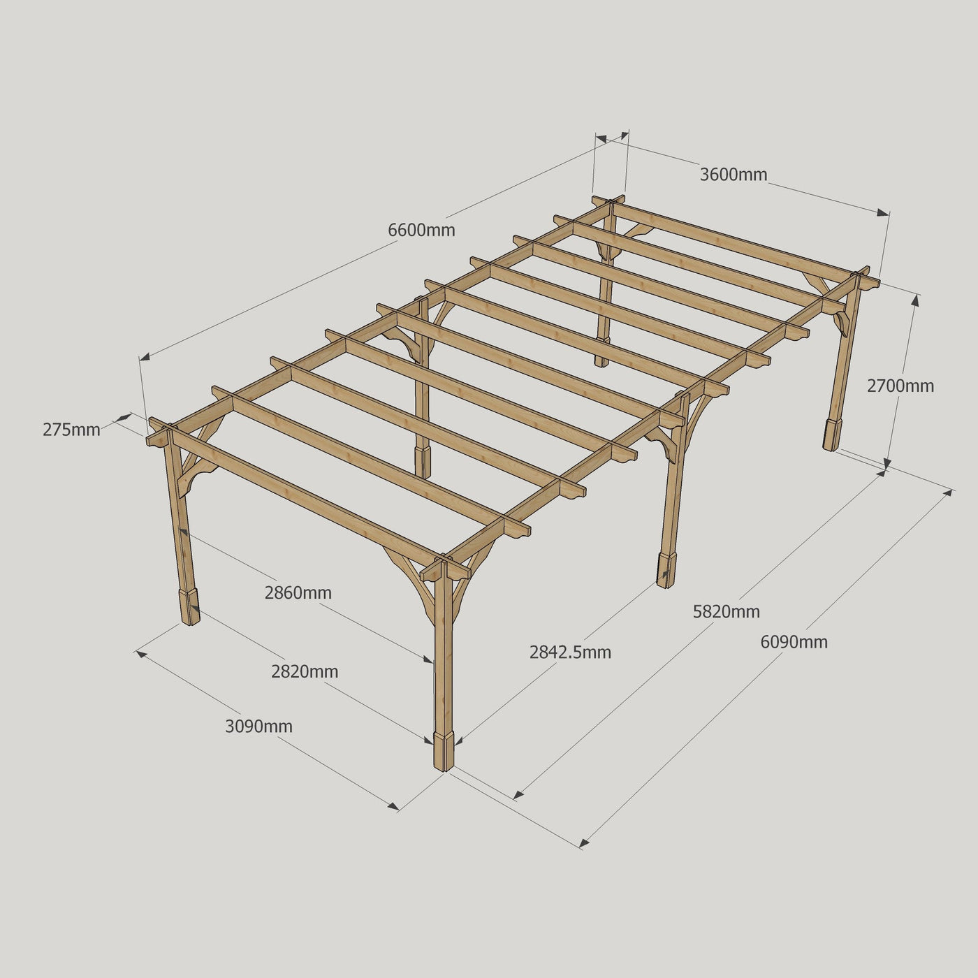 Freestanding Premium Pergola - Light Green - 3.6m Width x 6.6m Length - image 15