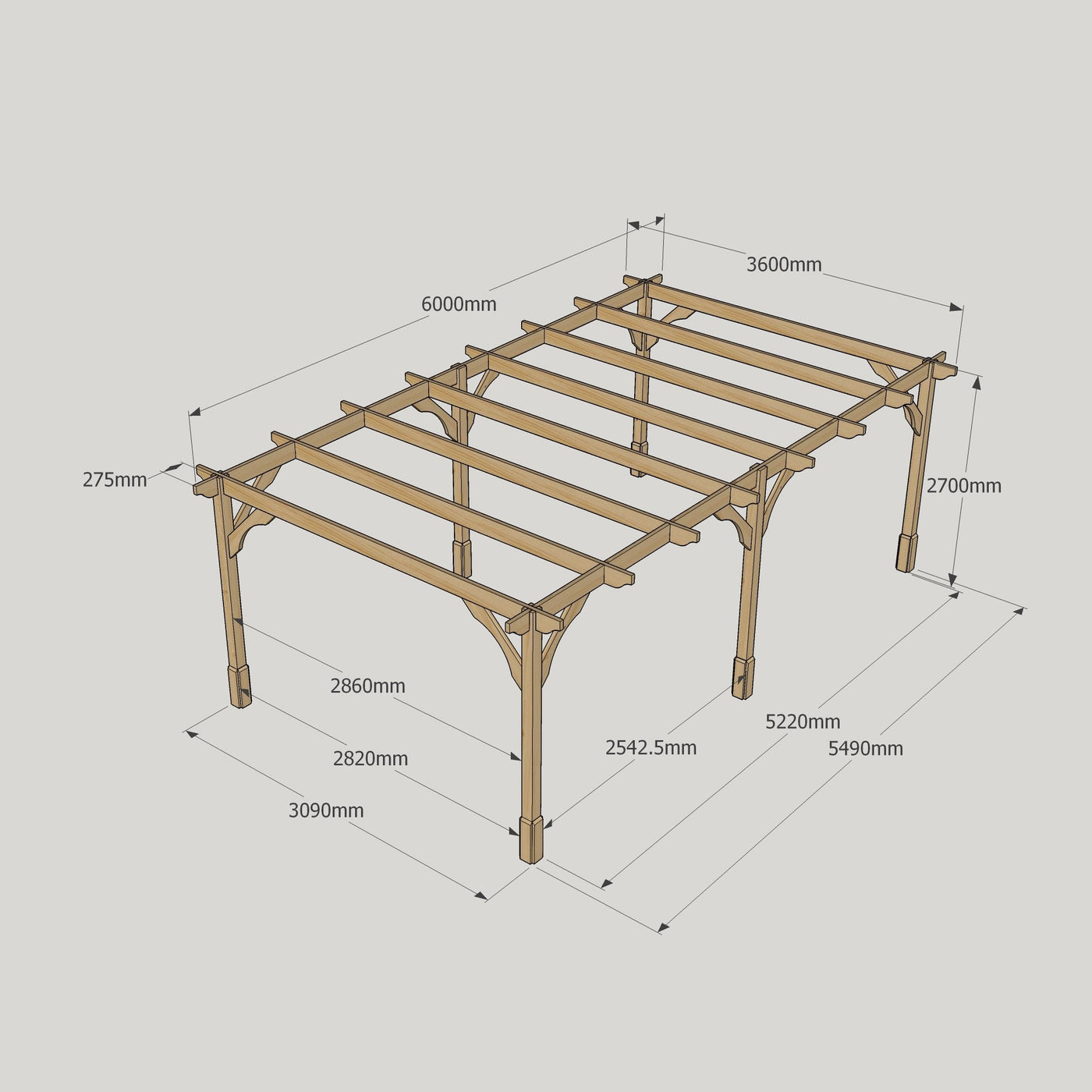 Freestanding Premium Pergola - Light Green - 3.6m Width x 6m Length - image 15