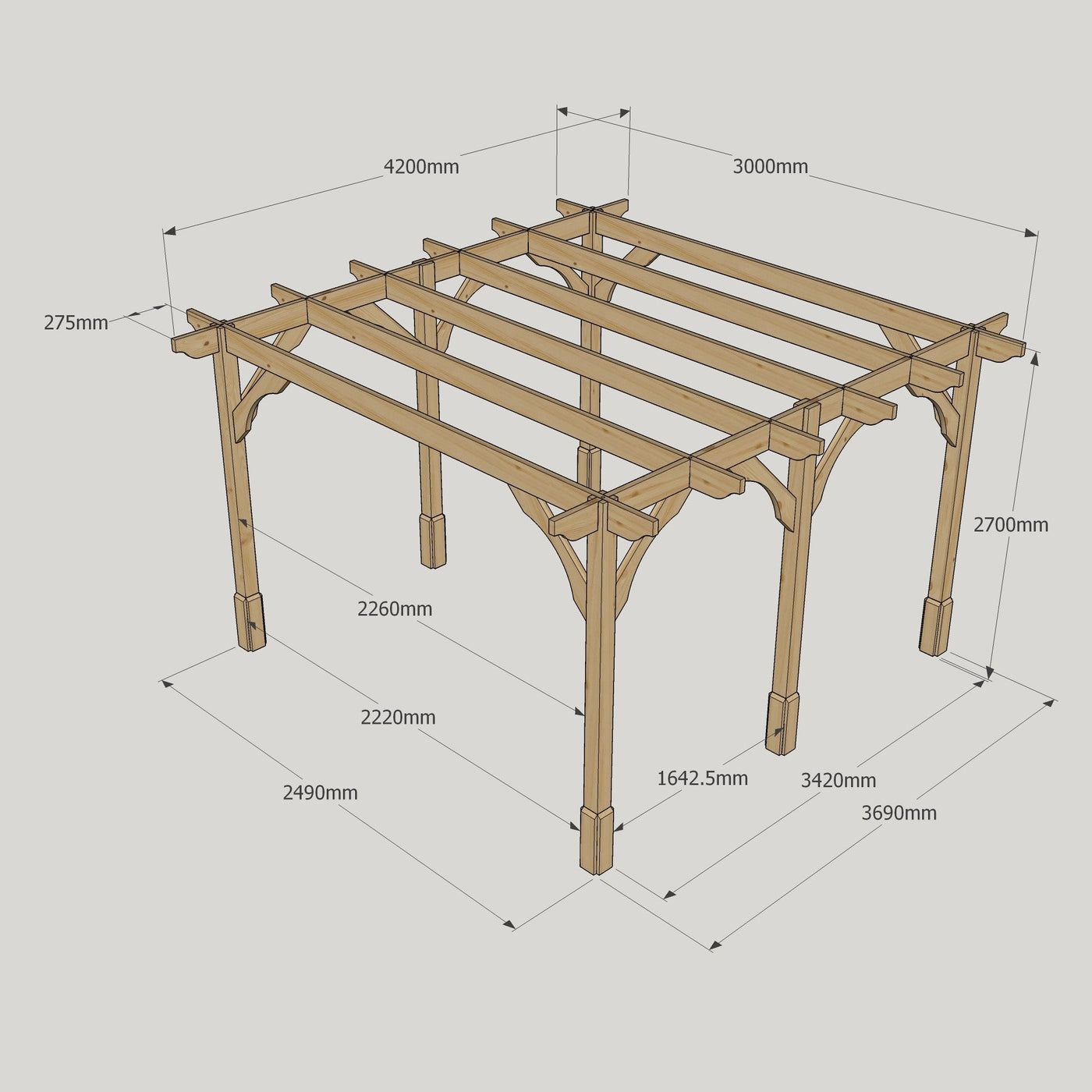 Freestanding Premium Pergola - Light Green - 3m Width x 4.2m Length - image 15