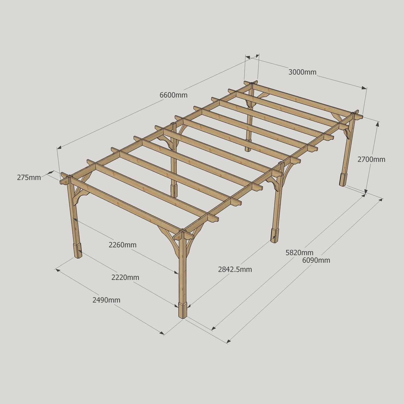 Freestanding Premium Pergola - Light Green - 3m Width x 6.6m Length - image 15