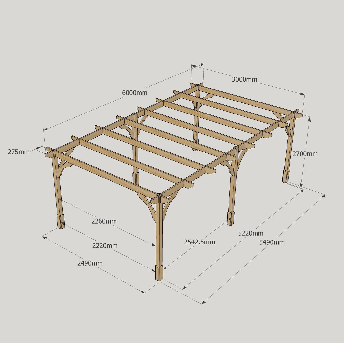 Freestanding Premium Pergola - Light Green - 3m Width x 6m Length - image 15