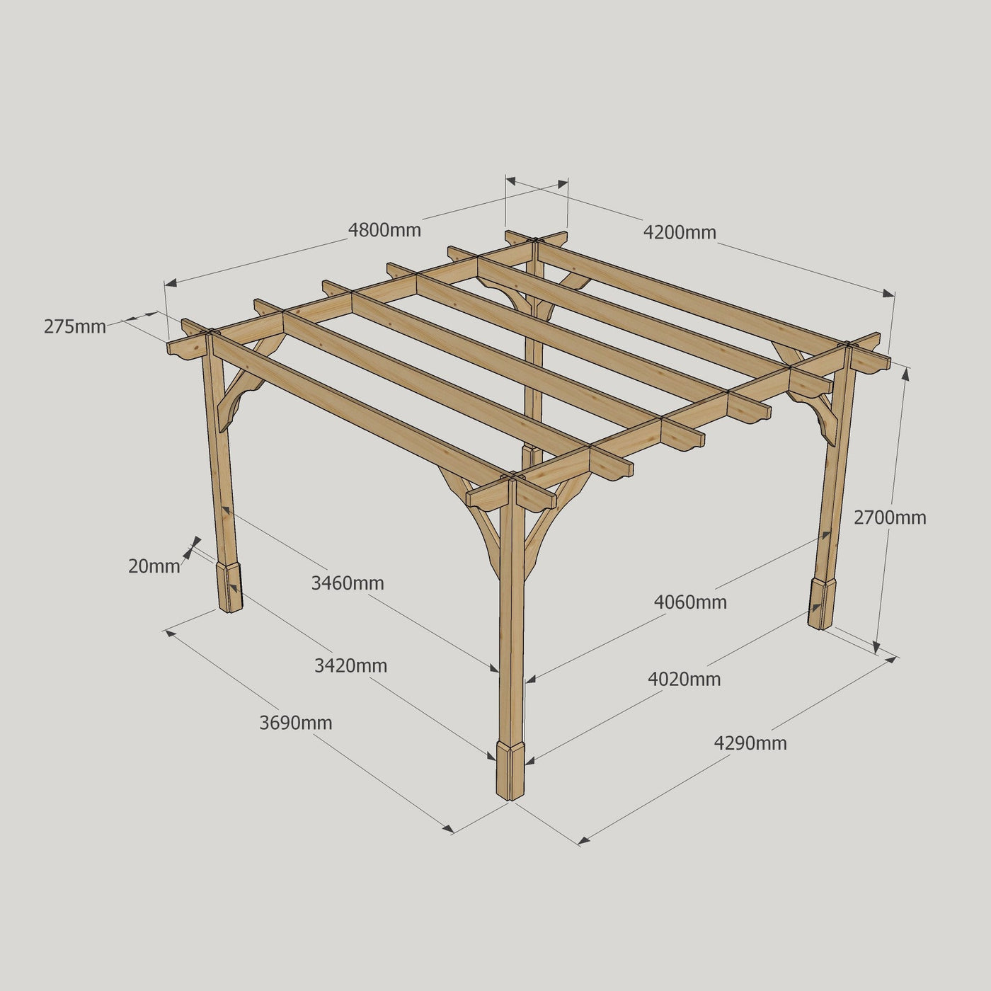 Freestanding Premium Pergola - Light Green - 4.2m Width x 4.8m Length - image 16