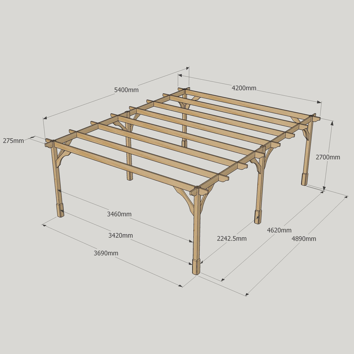 Freestanding Premium Pergola - Light Green - 4.2m Width x 5.4m Length - image 15