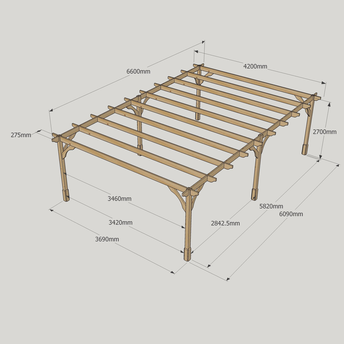 Freestanding Premium Pergola - Light Green - 4.2m Width x 6.6m Length - image 15