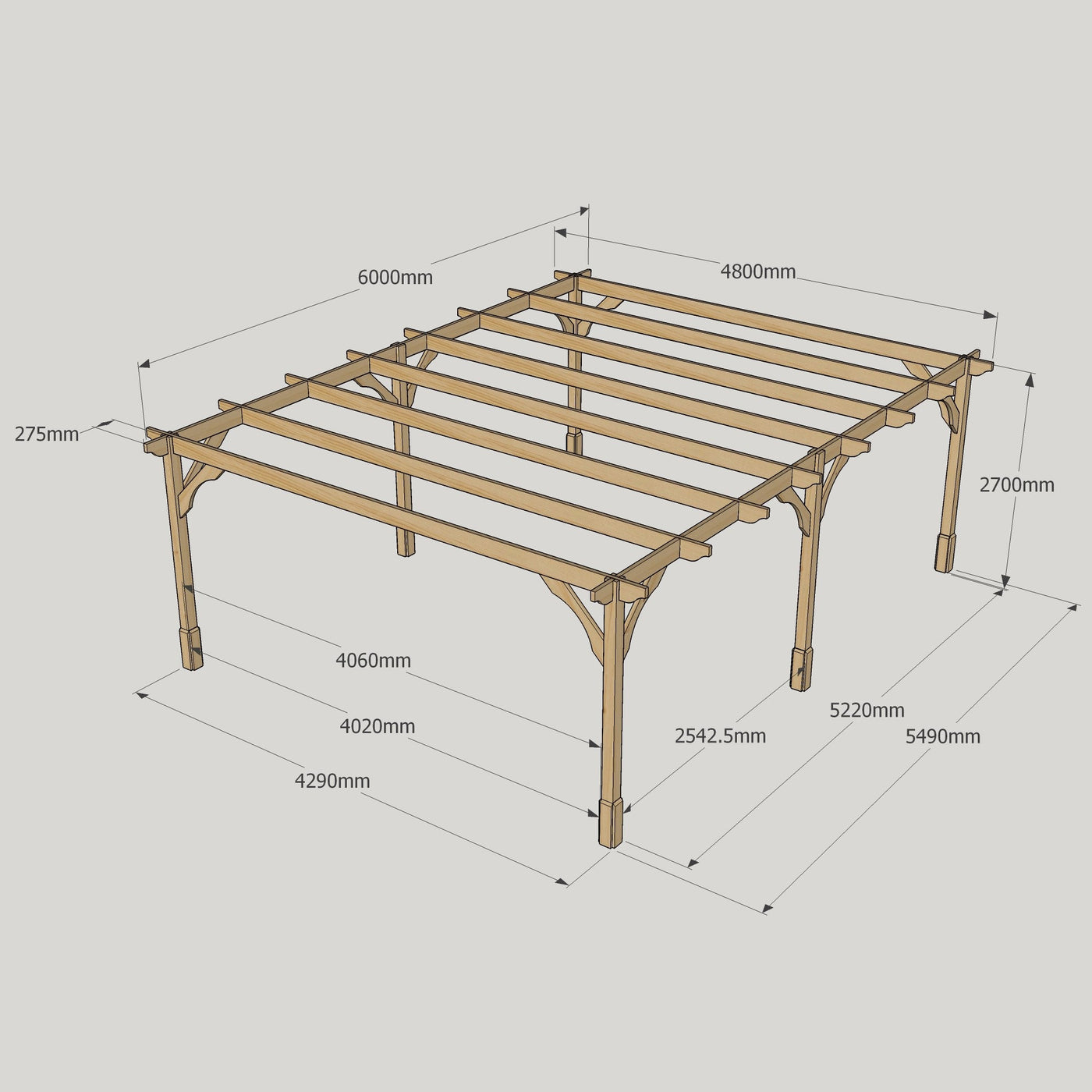 Freestanding Premium Pergola - Light Green - 4.8m Width x 6m Length - image 15