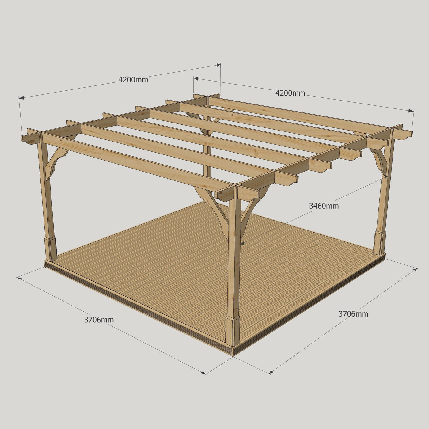 Freestanding Premium Pergola with Decking - Light Green - 4.2m Width x 4.2m Length - image 15