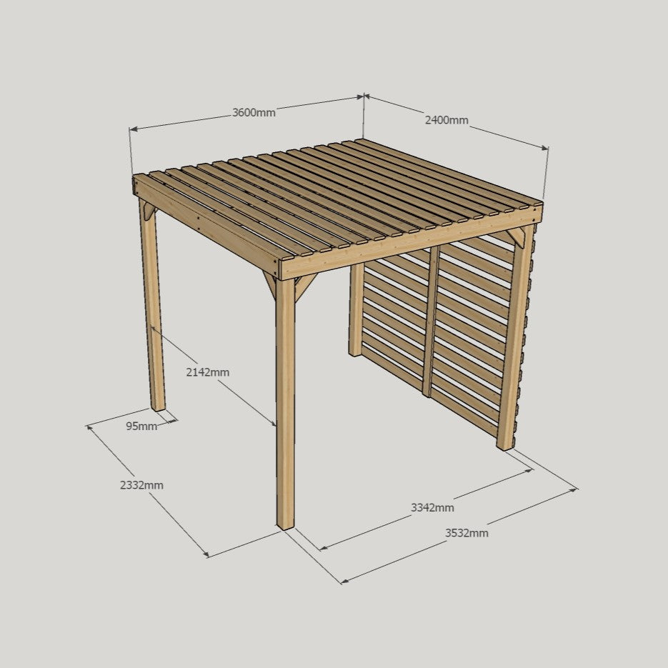 Freestanding Shade Pergola - Rustic Brown - 2.4m Width x 3.6m Length - image 7