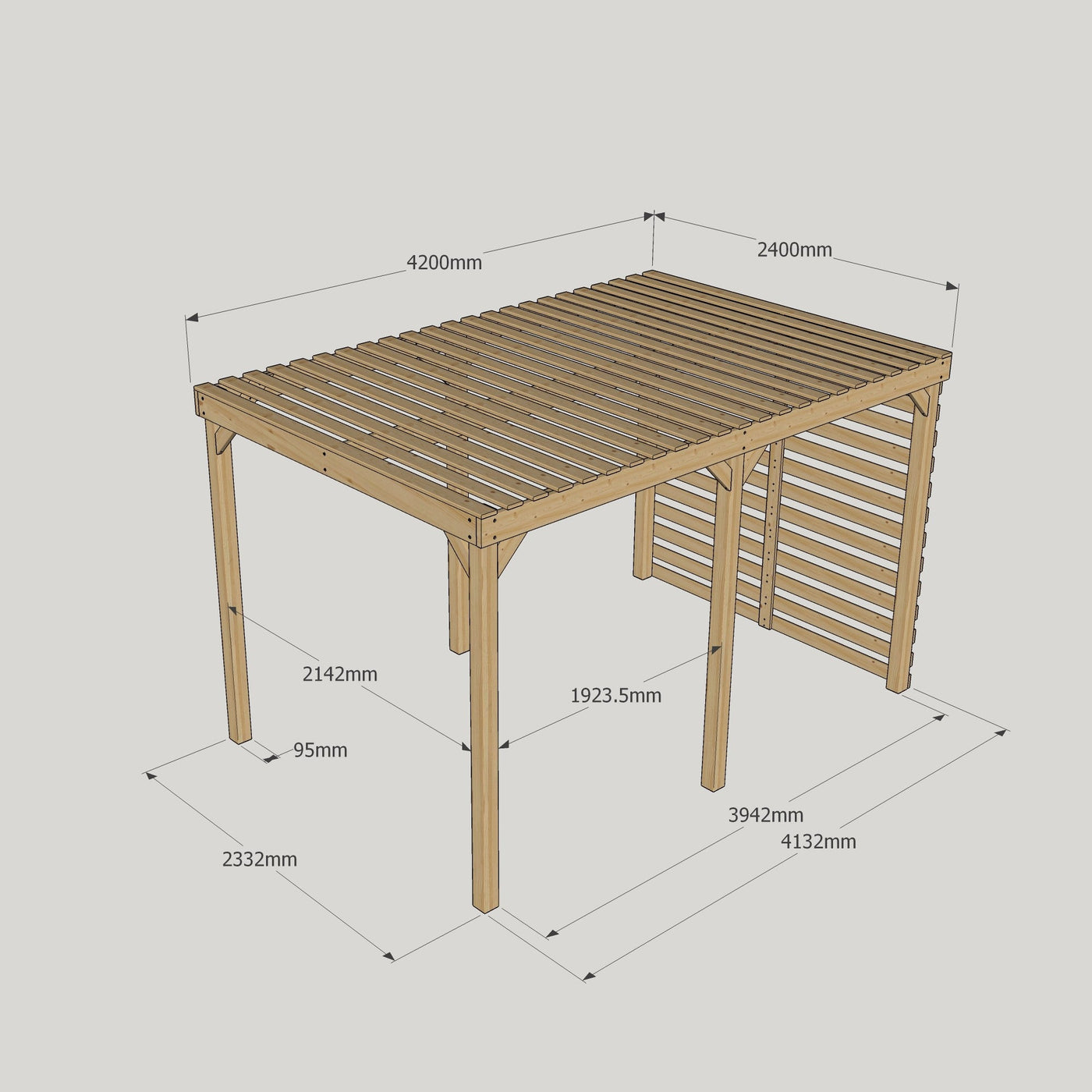 Freestanding Shade Pergola - Rustic Brown - 2.4m Width x 4.2m Length - image 7