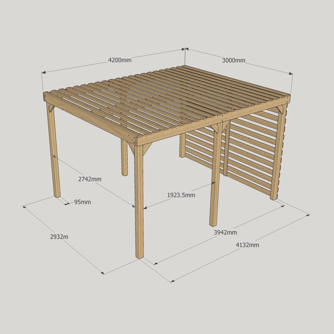 Freestanding Shade Pergola - Light Green - 3m Width x 4.2m Length - image 5