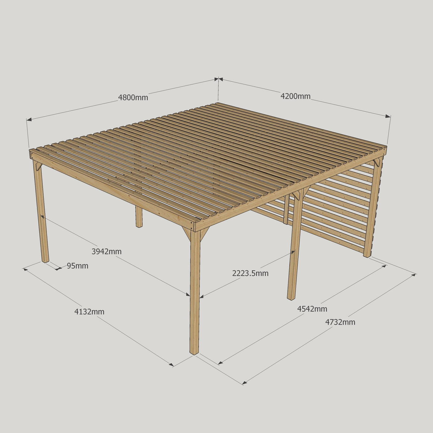Freestanding Shade Pergola - Rustic Brown - 4.2m Width x 4.8m Length - image 7