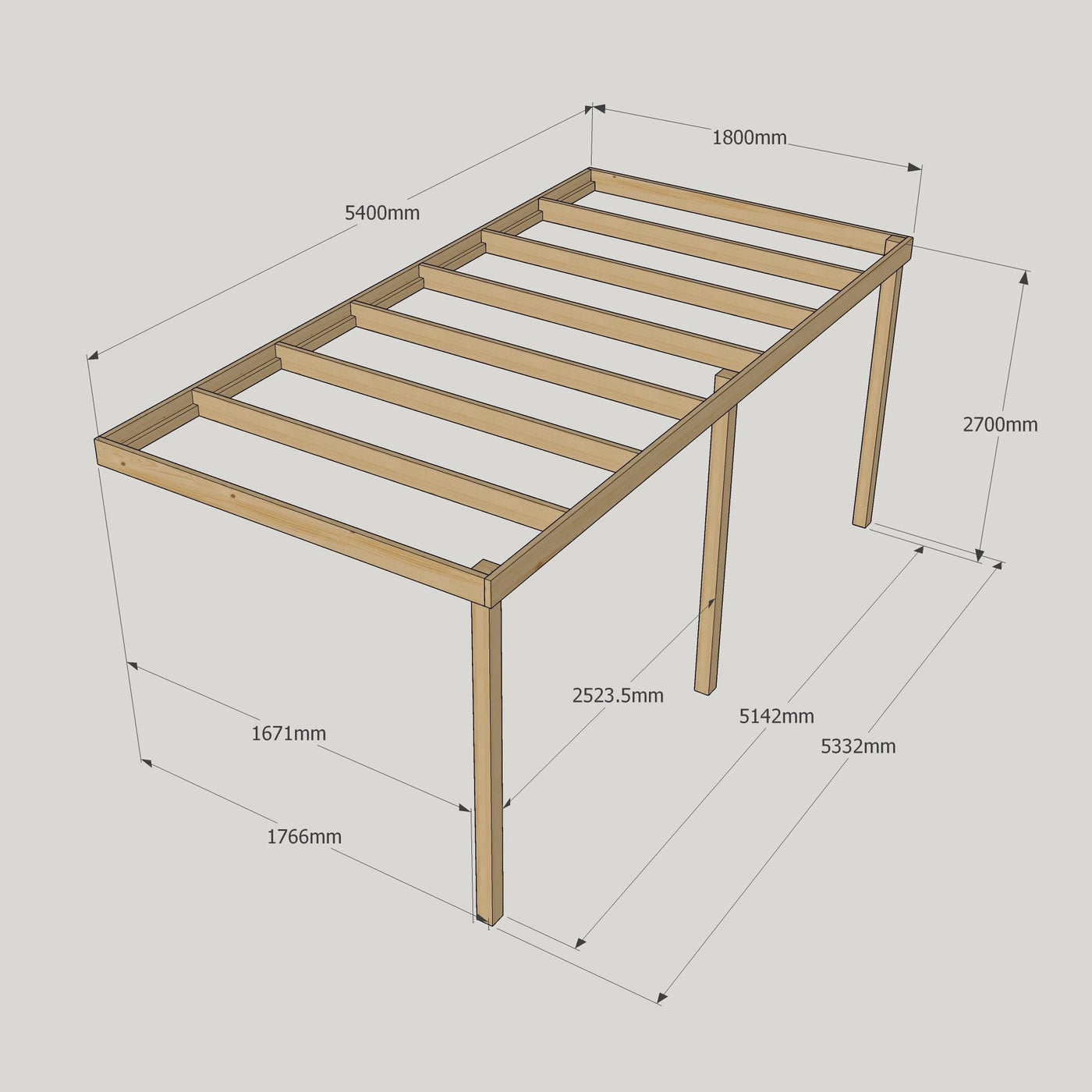 Wall Mounted Box Pergola - Light Green - 1.8m Depth x 5.4m Length - image 13