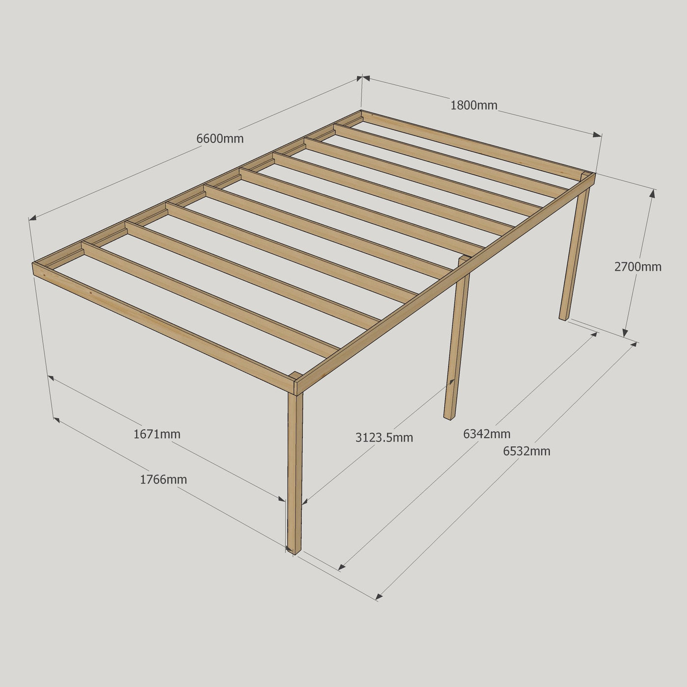 Wall Mounted Box Pergola - Light Green - 1.8m Depth x 6.6m Length - image 13