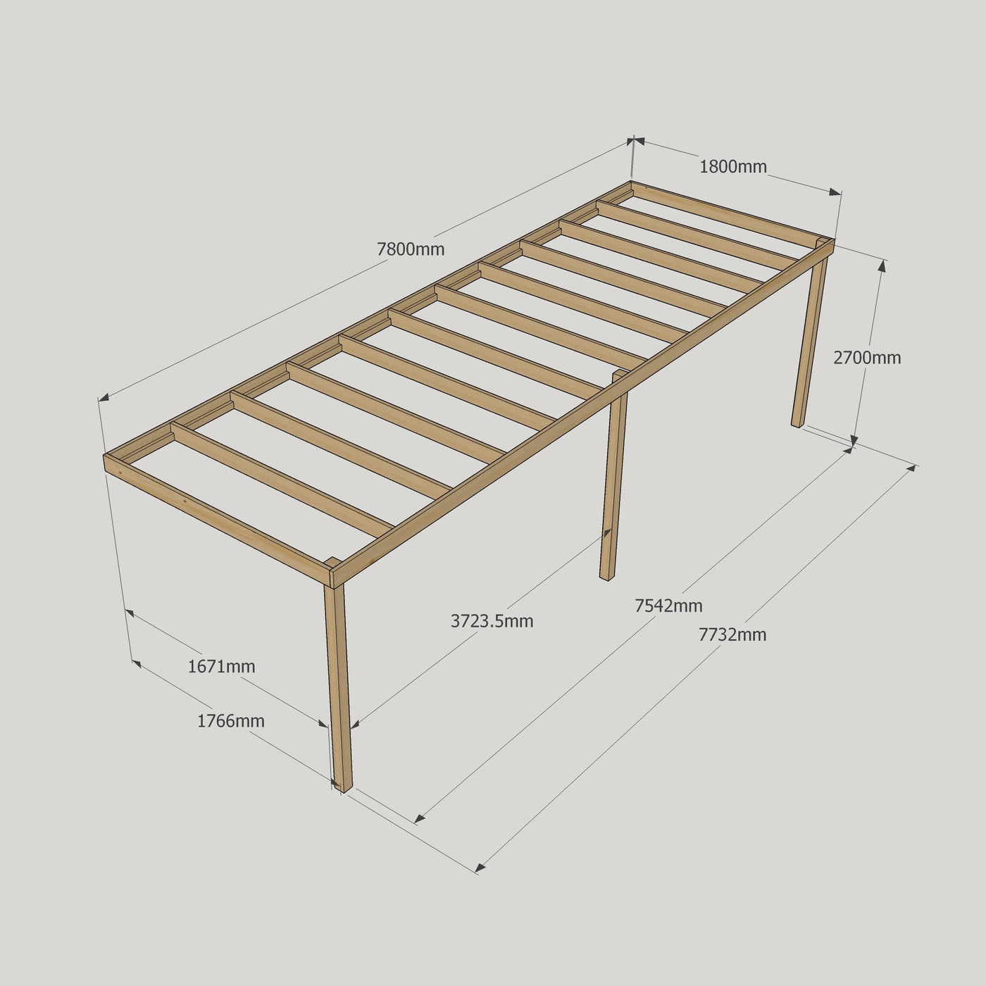 Wall Mounted Box Pergola - Light Green - 1.8m Depth x 7.8m Length - image 13