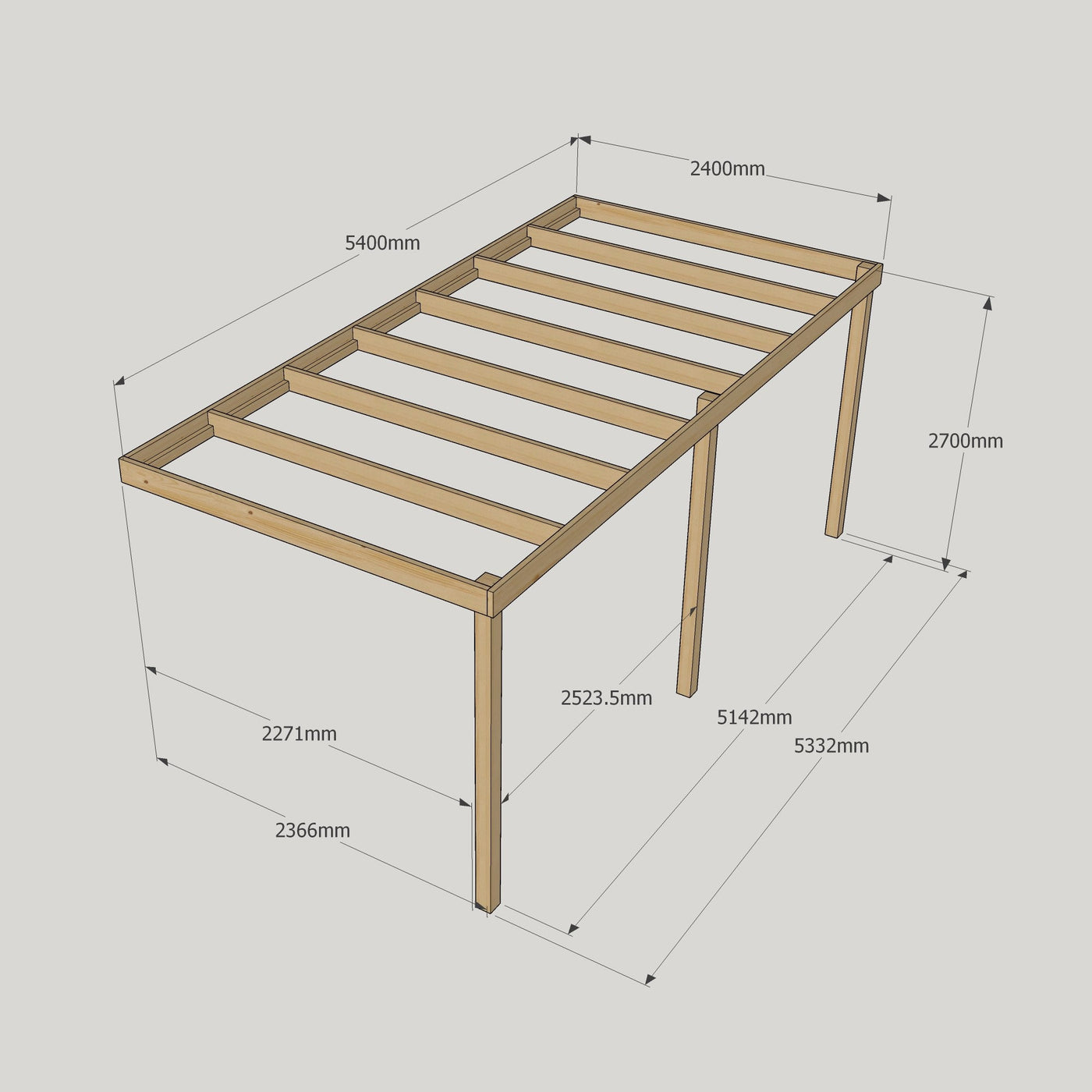 Wall Mounted Box Pergola - Light Green - 2.4m Depth x 5.4m Length - image 13