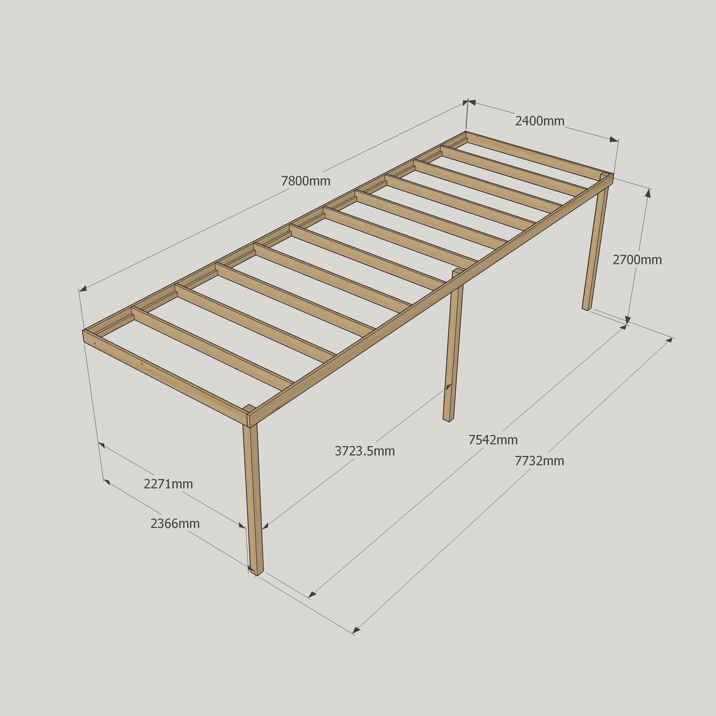 Wall Mounted Box Pergola - Light Green - 2.4m Depth x 7.8m Length - image 13