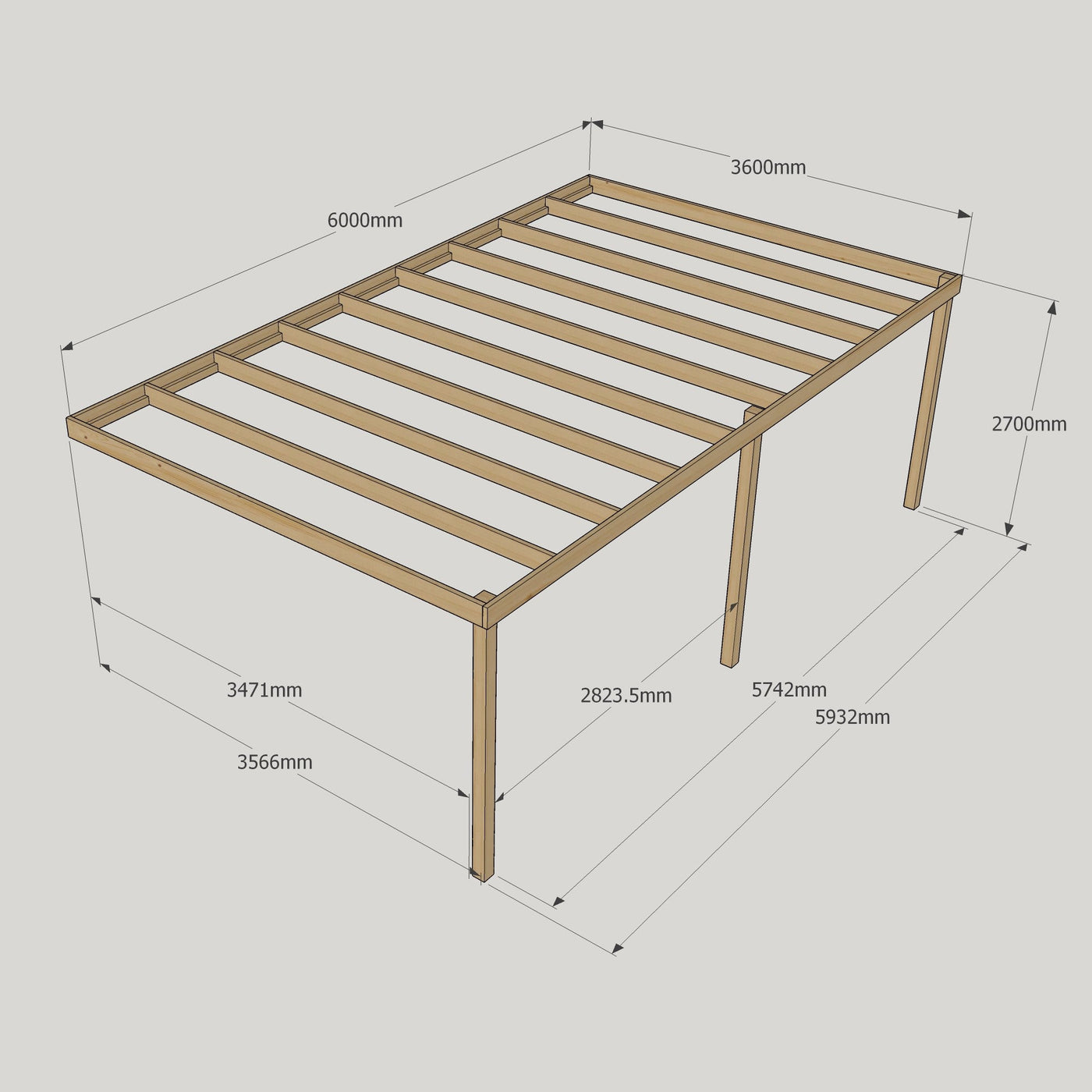 Wall Mounted Box Pergola - Light Green - 3.6m Depth x 6m Length - image 13
