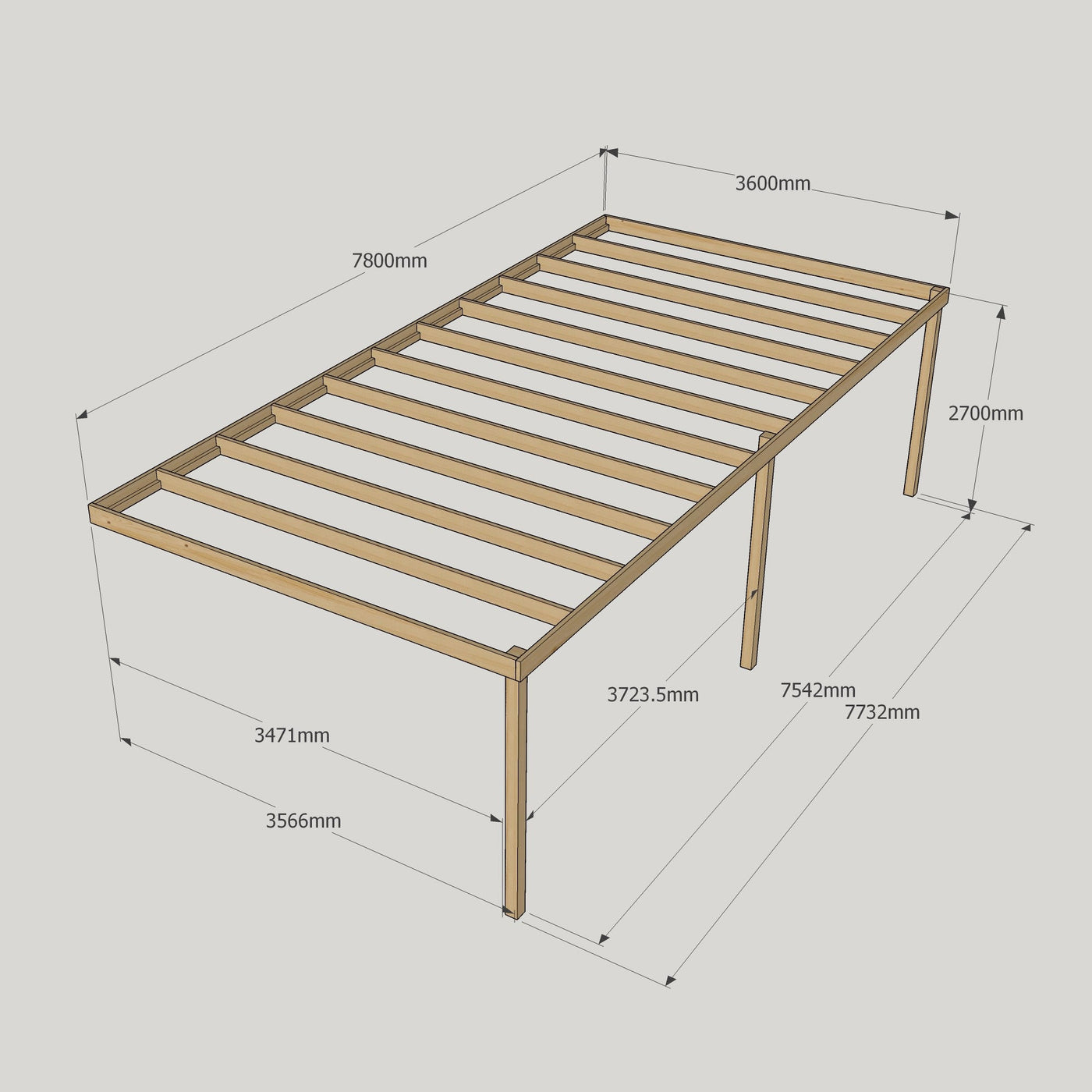 Wall Mounted Box Pergola - Light Green - 3.6m Depth x 7.8m Length - image 13